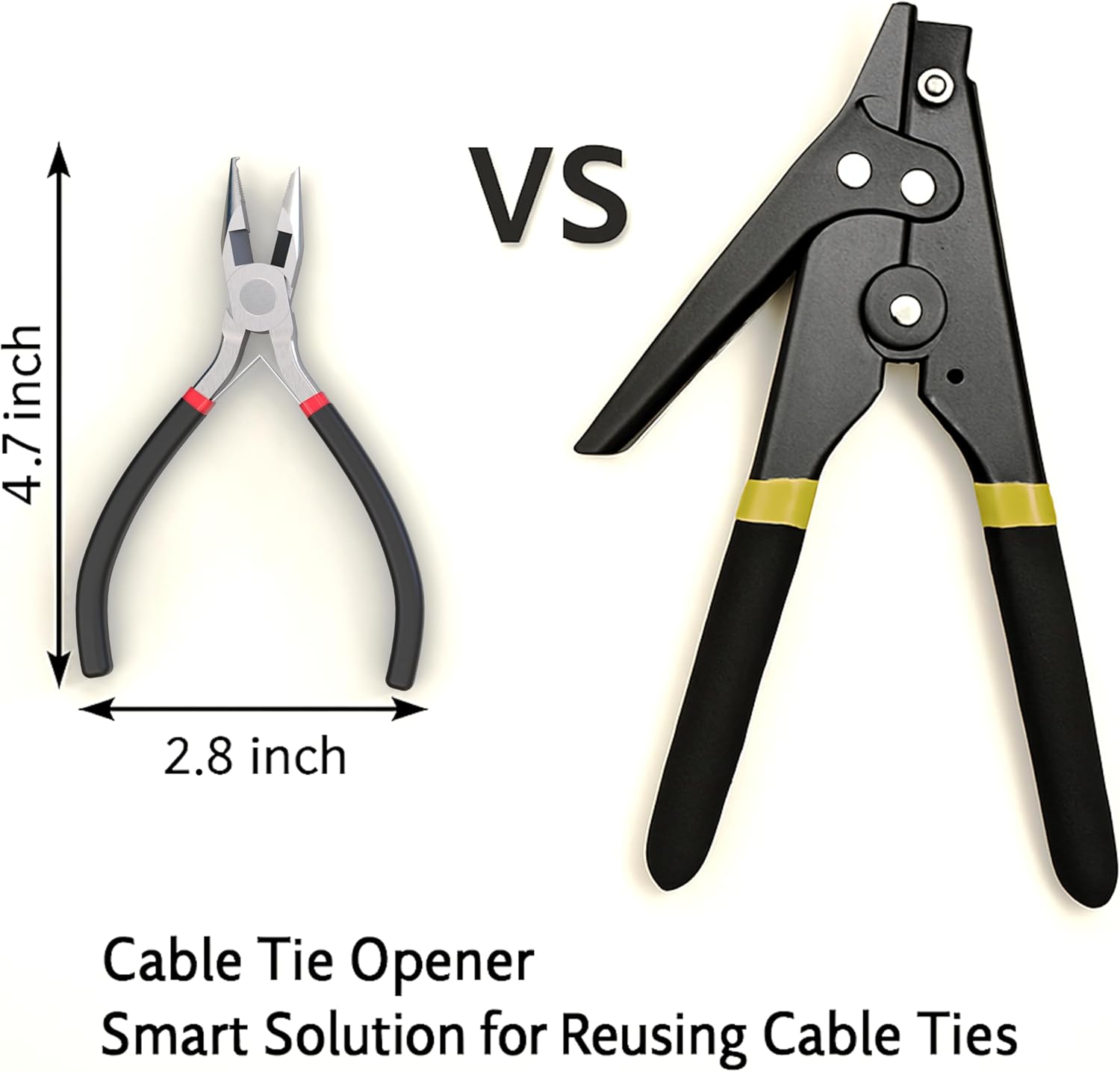 3-in-1 Zip Tie Tool, Cable Tie Tightener Cutter and Release Tool, Stainless Steel Multi-Purpose Cable Management Tool