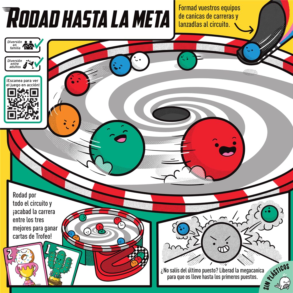 Big Potato Games Whirly Derby, ¡El Juego de Carreras de canicas más apasionante!, Juego de Mesa, A Partir de 8 Años, De 2 a 6 Jugadores, 30 Minutos por Partida, Español