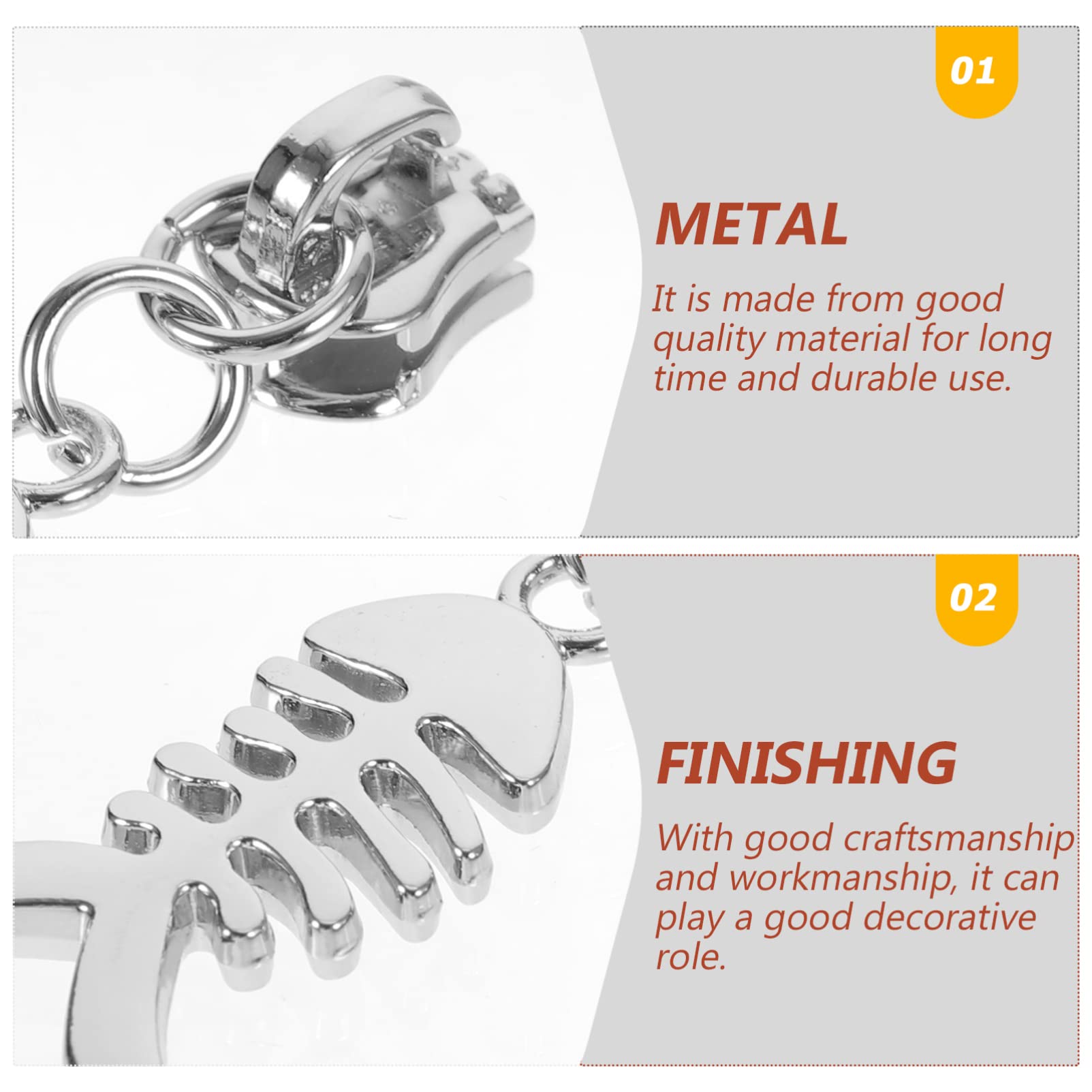 OSALADI Pcs Zipper Slider Pullers Metal Fish Bone Design Versatile for Bag Luggage and Clothing Zipper Replacement