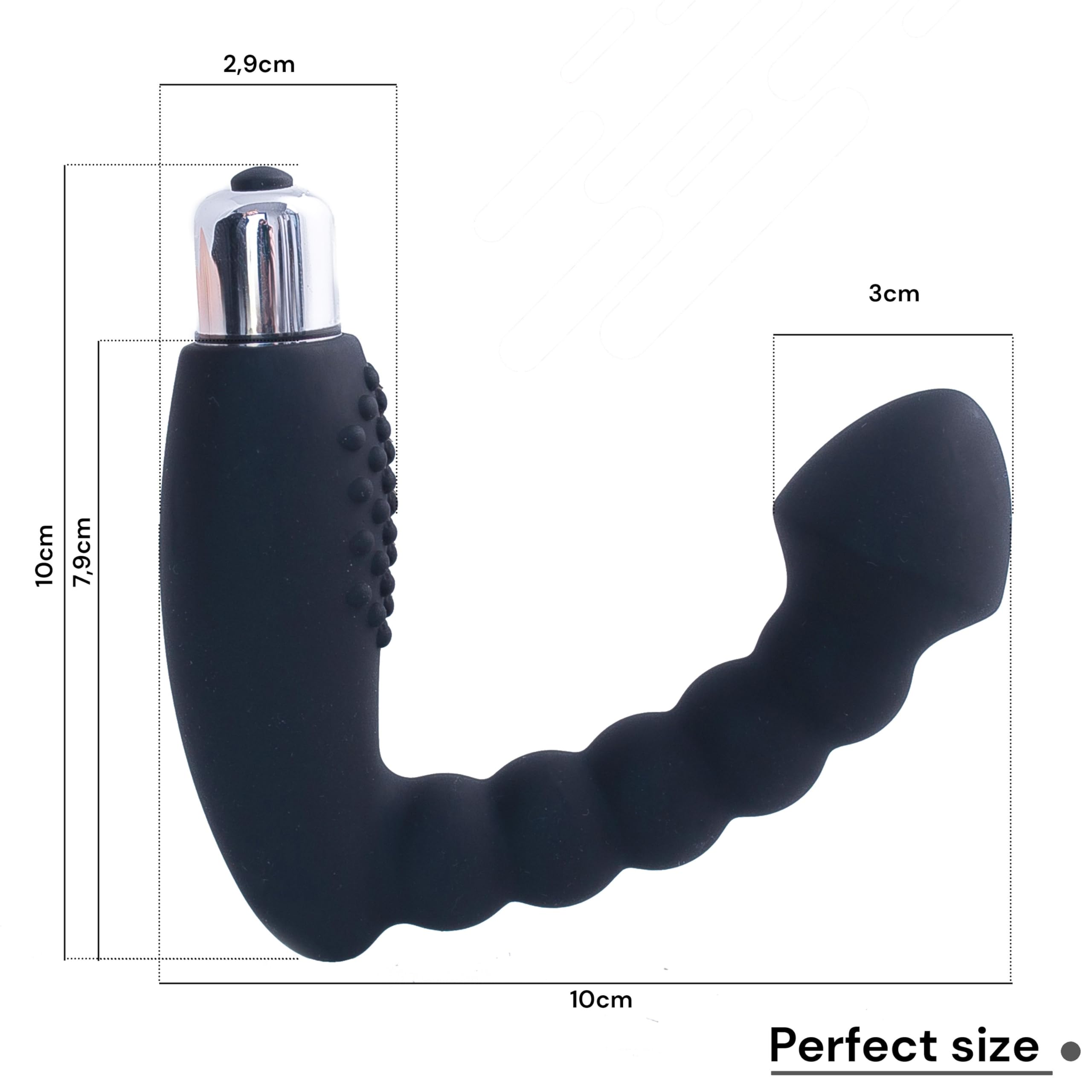 FOPS vibratore prostatico in silicone – tappo anale ergonomico con vibrazione – 22 cm di lunghezza totale, flessibile e sicuro – vibratore anale per uomini e coppie, nero A11-9