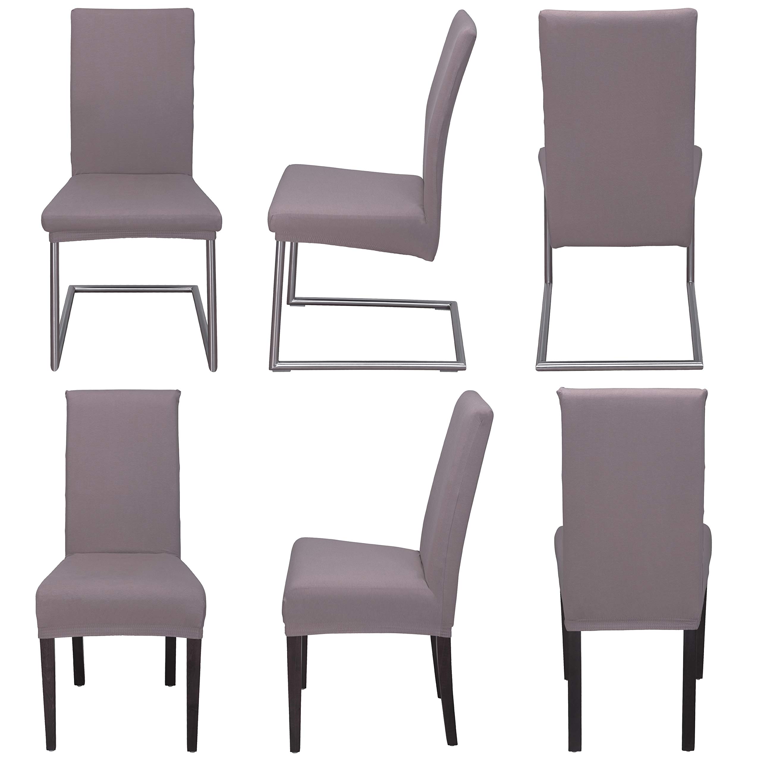 Set van 6 stuks elastische stoelhoezen met rug en ruches 6 kleuren
