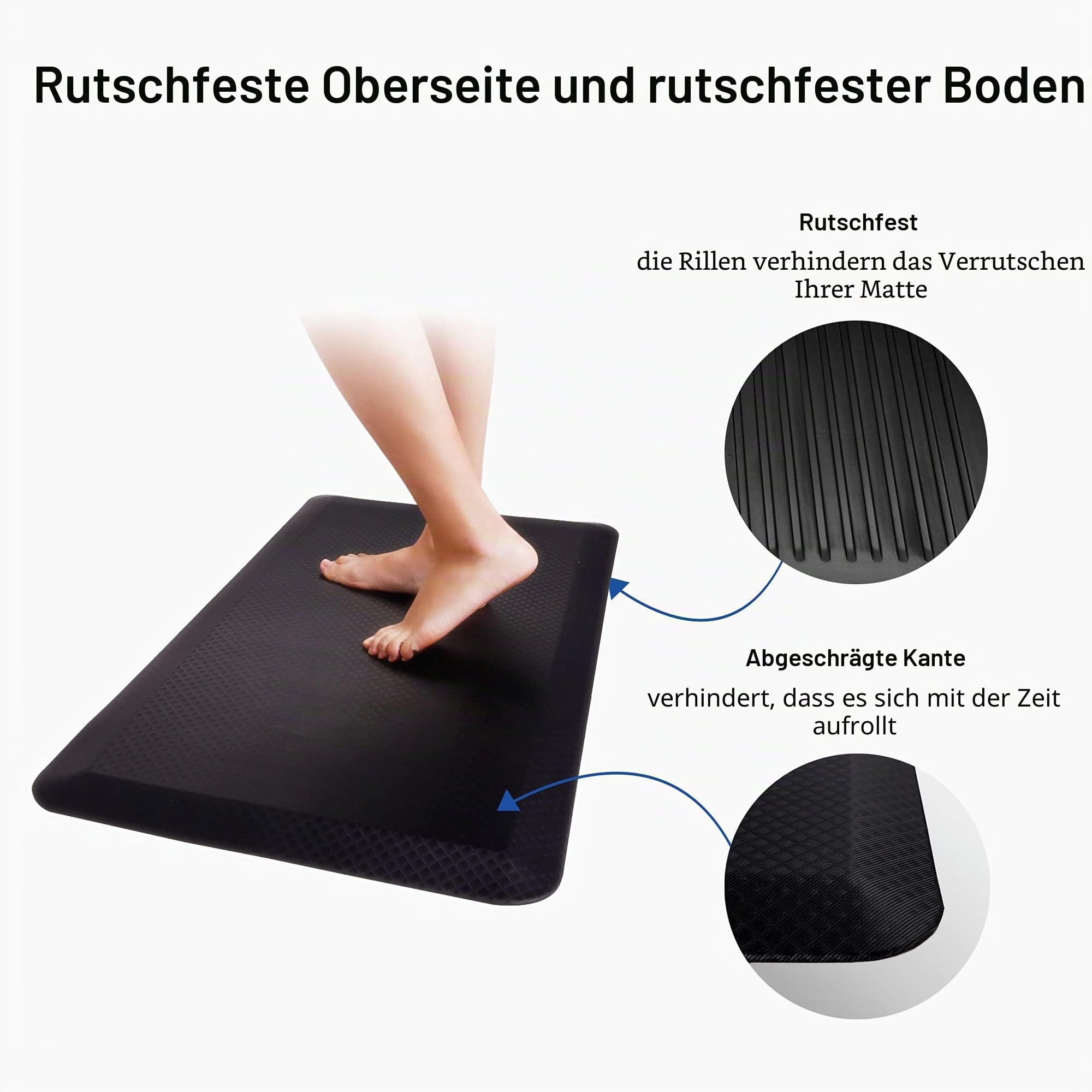 FLEXISPOT Bodenmatte für Schreibtisch, Küche, komfortabel gegen Müdigkeit, Schwarz