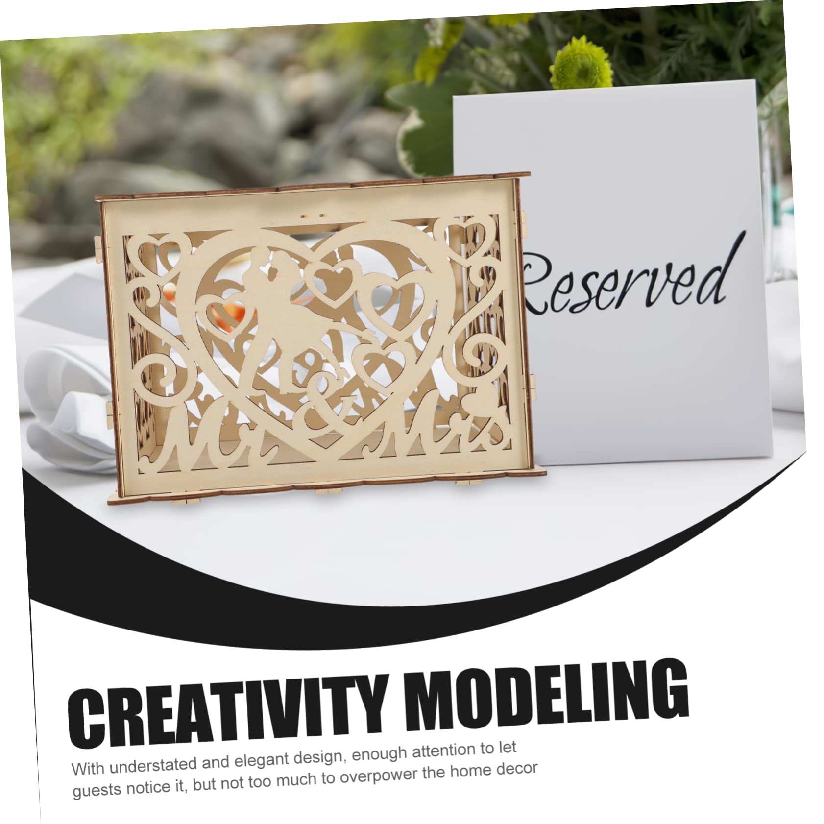 Yardwe Scatola Per Biglietti Di Nozze in Legno Rustico Salvadanaio Per Matrimonio Design Intagliato Per Contenere Biglietti Regalo Denaro e Cartoline