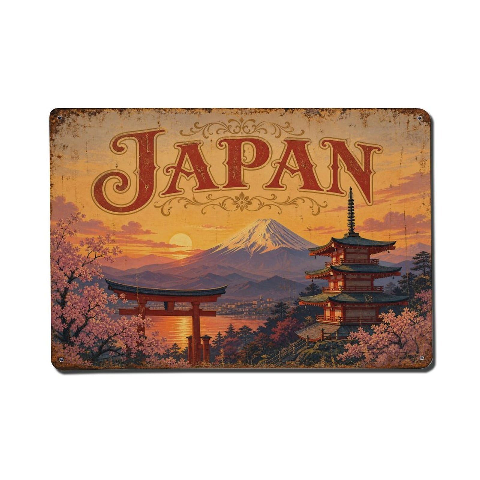 Huiyhb 8X12inch(20X30cm) Vintage Travel Japan Dawn Metal Tin Sign