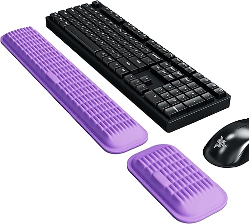 Miniatura 9 de MEKASS Reposamuñecas ergonómico para teclado y ratón, juego de reposamuñecas de espuma viscoelástica suave con base de silicona antideslizante