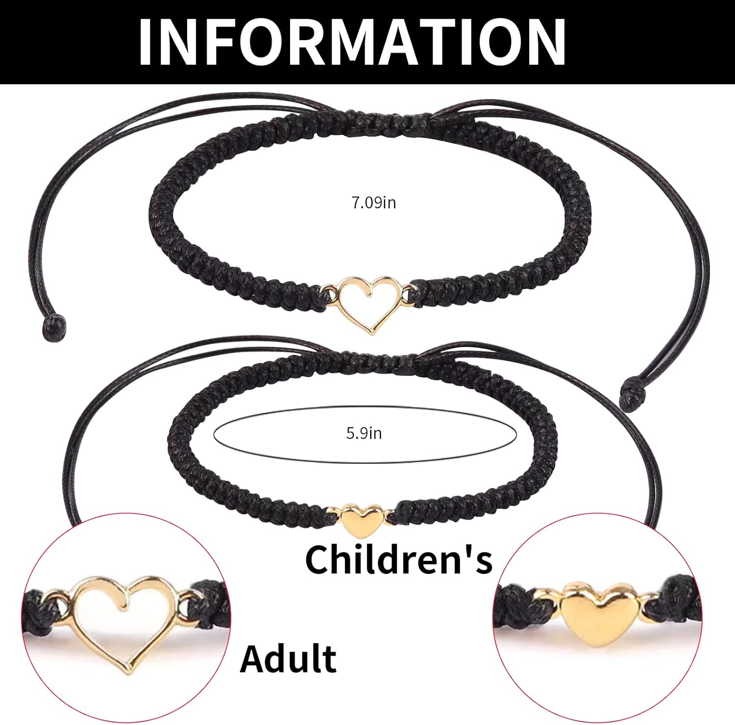 2pcs Mother and Daughter Matching Heart Bracelets Set Handmade Woven Bracelets Adjustable Rope Bracelets for Teen Girls Boy Mom Birthday Gifts - Image 2