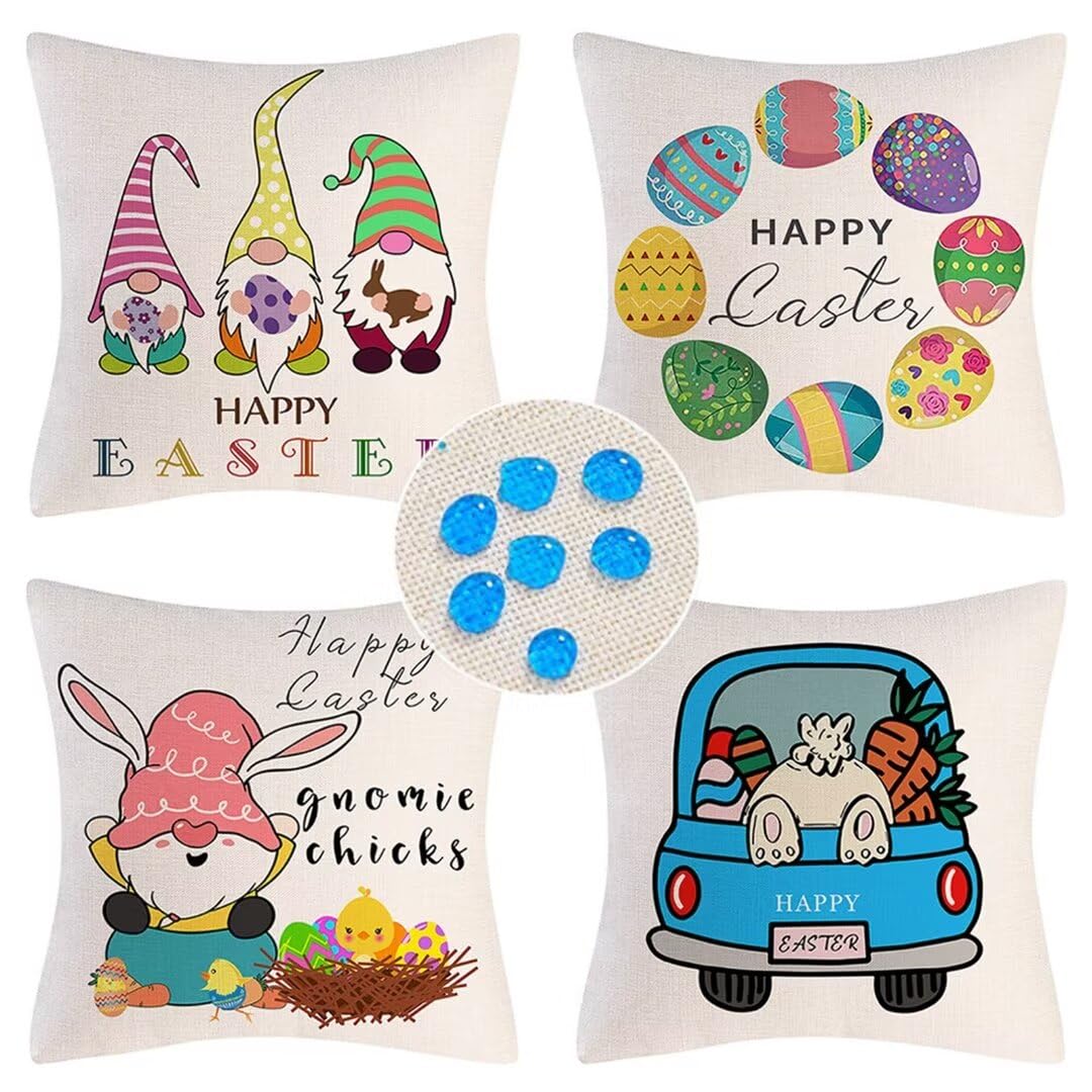 Cuscino per Divano 75x75cm/29x29in 4 Pack Fodere per Cuscini Impermeabili Pasqua Fodera per Cuscino Decorativo Copricuscini in Lino per Divano Casa Esterni Interni Fodere Cuscino Esterno ZC-183