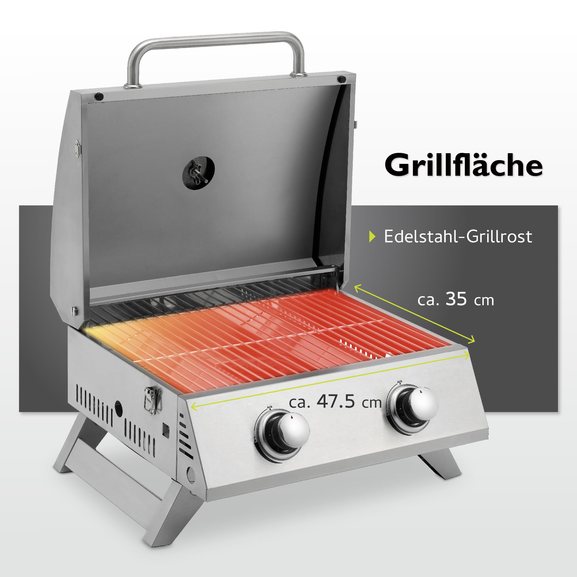 tepro Barbecue a gas da tavolo Chicago, superficie griglia 47,5 x 35 cm