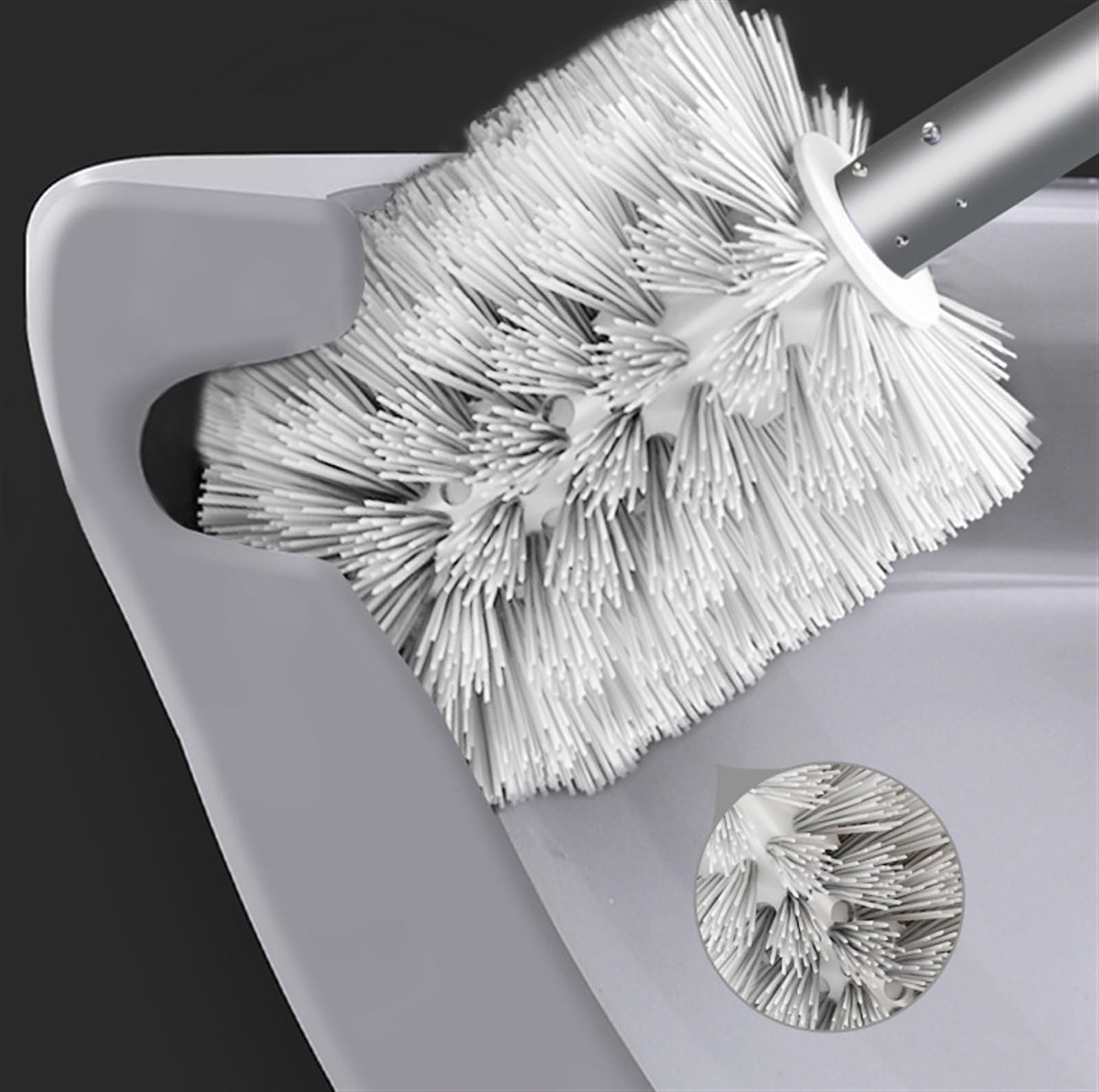 Cepillos de baño, Cepillo de baño con Soporte, Cepillo de Inodoro de Mango Largo, Cepillo para Inodoro, Cepillo para Fregar (Negro, 35 x 9 cm)