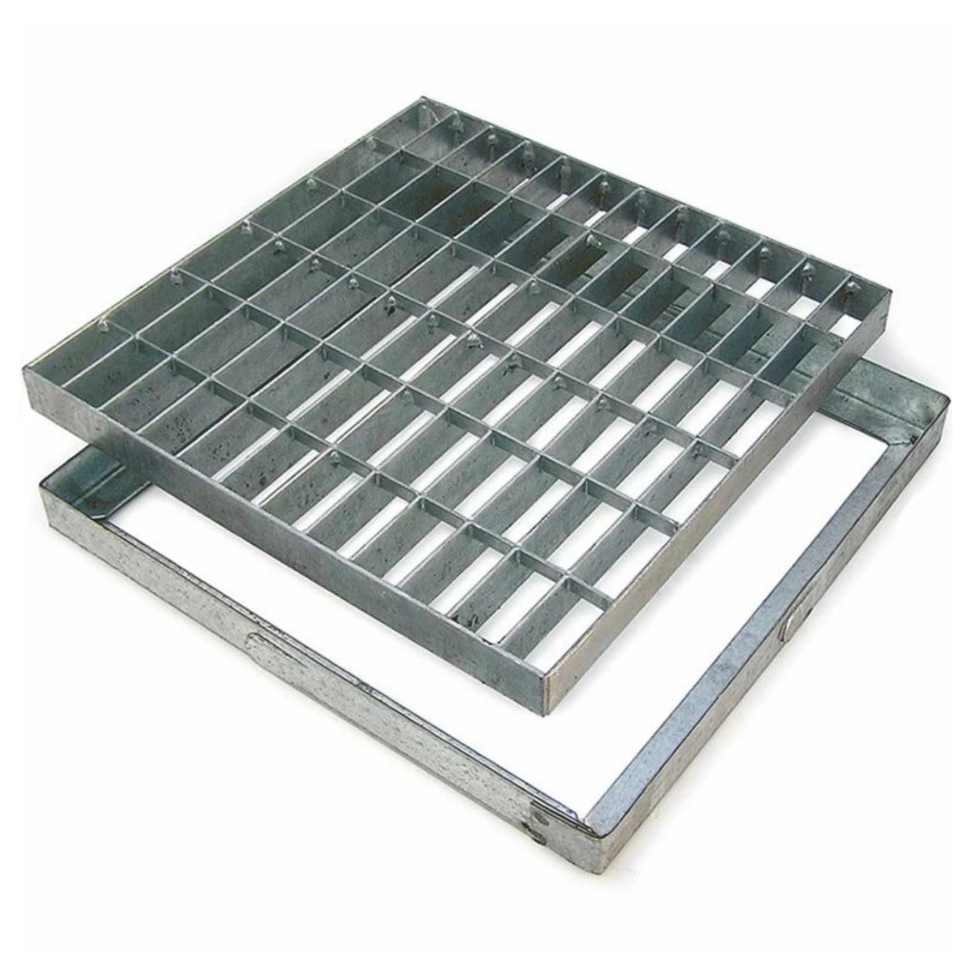 Zeker Grilles caillebotis en Acier galvanisé avec Cadre pour caniveau de Drainage, Collecte et évacuation des eaux pluviales (40 x 40 cm)
