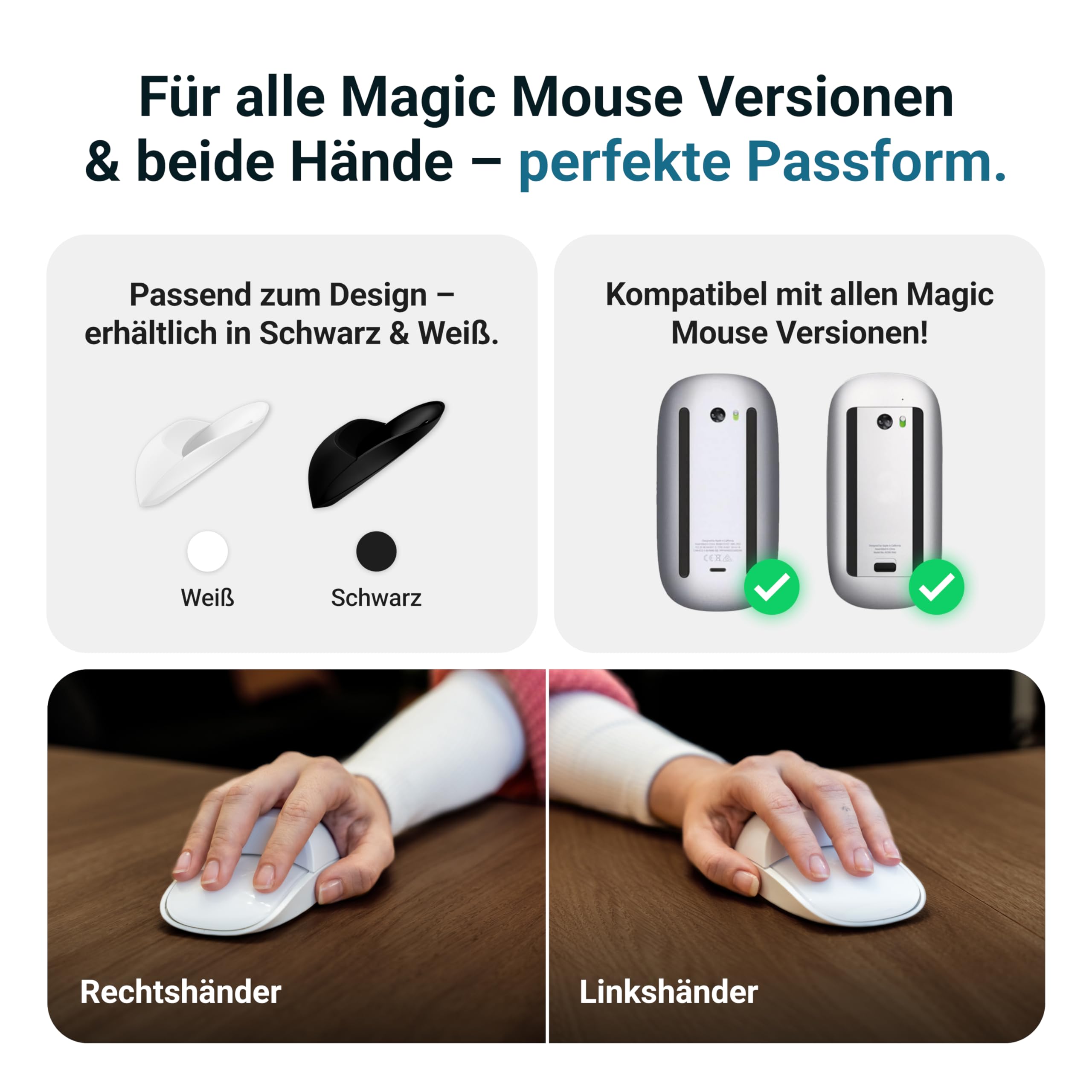 Magic Mouse Case für verbesserte Handhaltung | Das Magic Mouse Upgrade | Eine kompakte Hülle für die Apple Maus | Die perfekte Base | Passend für alle Versionen (Weiß)