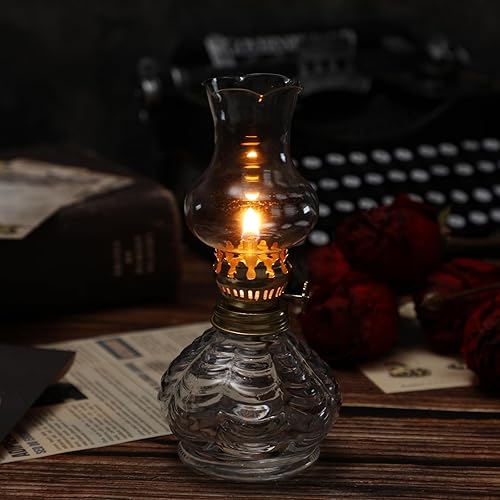 Miniatura 9 de Juego de 6 lámparas de cristal vintage de queroseno rústicas, lámparas de aceite, lámparas de aceite, lámpara de queroseno transparente, lámpara de