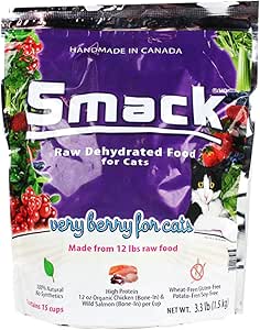 Smack Pet Organic Crunch Raw Dehydrated Very Berry Cat Food 3.3LBS