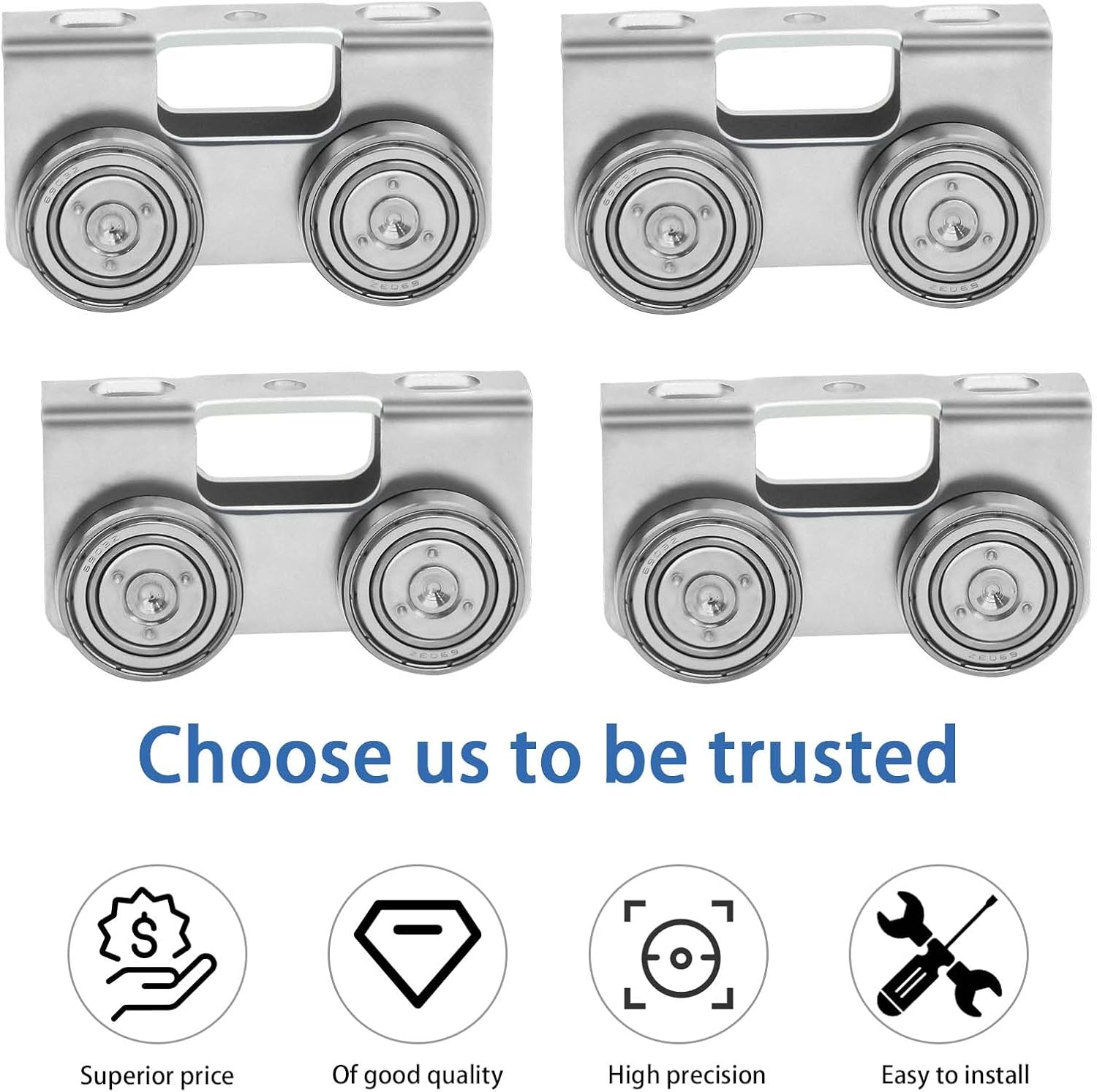 P2750-EG Trolley Assembly 4 Wheel Light Duty for Use with All 1-5/8" P1000, P1001, P5000, P5001, P5500, P5501 or Taller Strut Channel, Unistrut, Superstrut (4Pack)