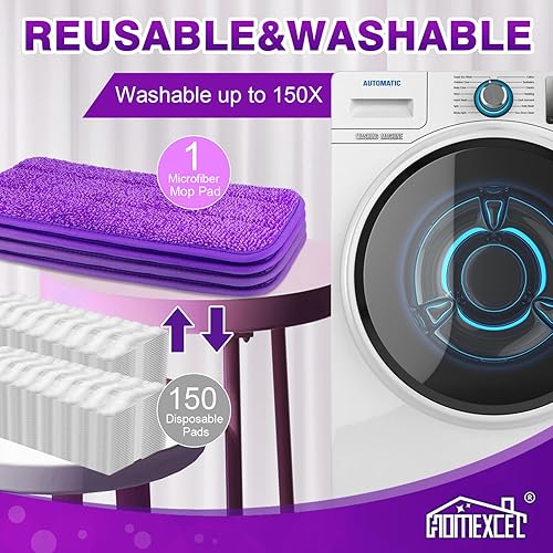 Miniatura 7 de HOMEXCEL Almohadillas de microfibra reutilizables para mopa Swiffer PowerMop, almohadillas de mopa eléctrica para trapeador de 13 a 15 pulgadas,