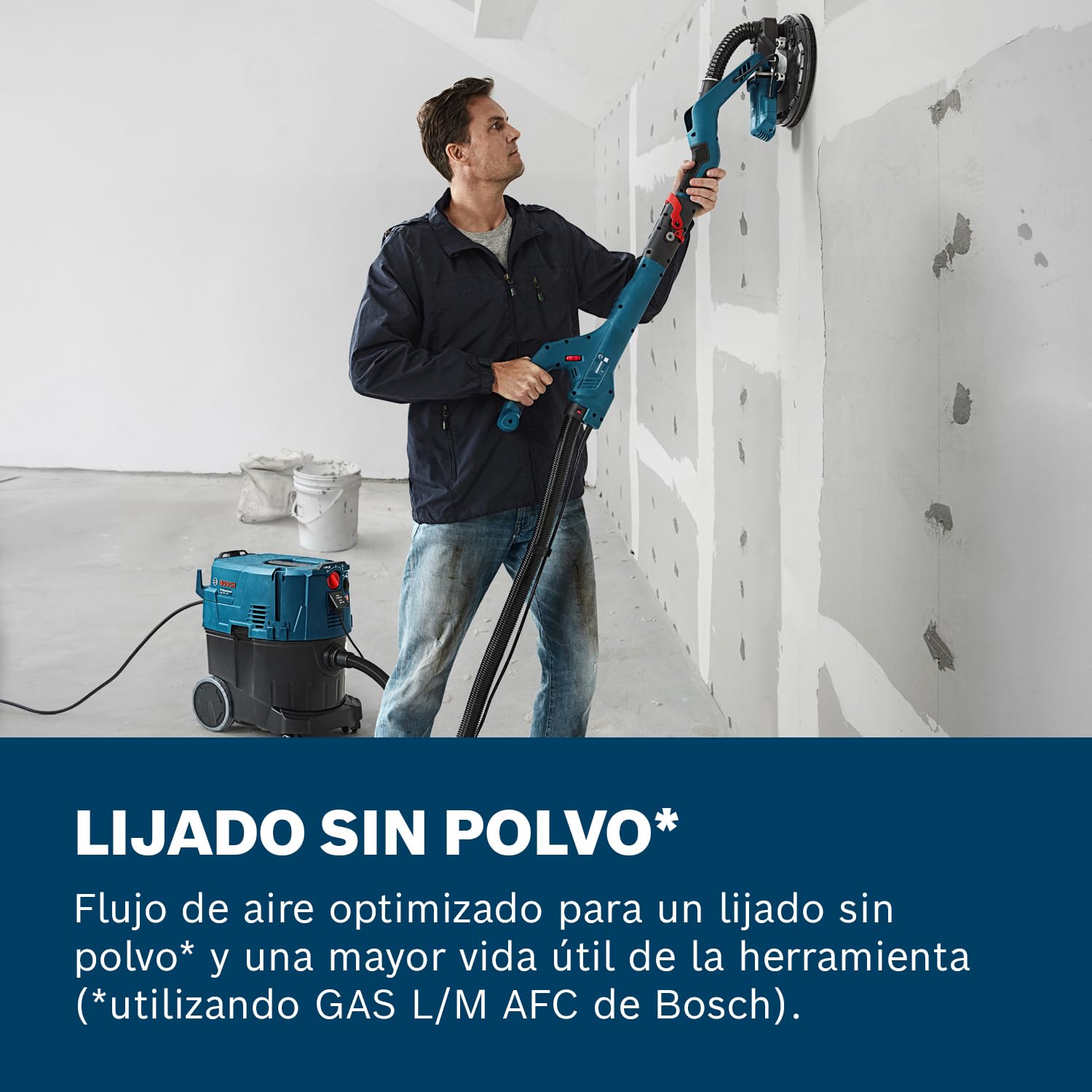 Bosch Professional lijadora de pared GTR 55-225 (550 W, plato lijador Ø 215 mm, incl. 1 disco de lijado M480, 1 set de plato lijador blando, 3 clips para cables, maletín)
