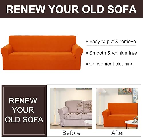 Miniatura 169 de U-NICE HOME Funda elástica para sofá de 2 plazas, funda protectora de muebles para sofá de 2 plazas, apta para mascotas (sofá biplaza, beige)