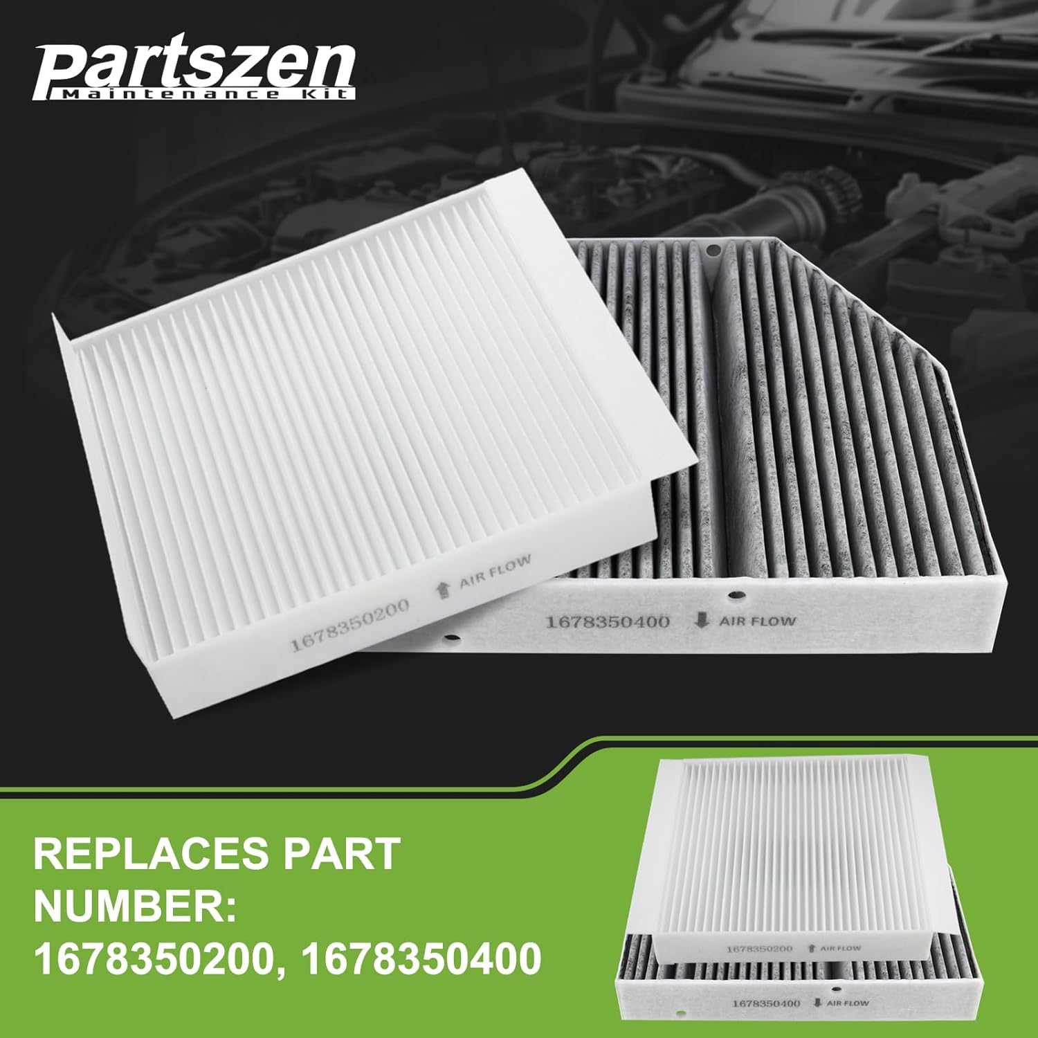 1678350200 Cabin Air Filter Kit Fit for Mercedes Benz GLE350, GLE450, GLE580, GLS450, GLS580, GLE53 AMG, GLE63 AMG S, GLS63 AMG Select Models Replace 1678350400 CU19014