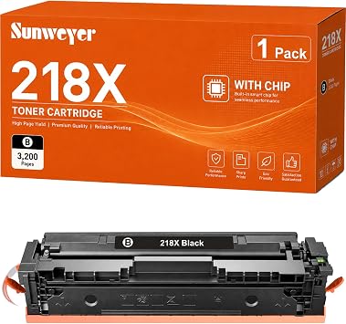 sunweyer 218X Toner Cartridges 5 Pack Toner Set with Chip for 3301fdw 3201dw 3301 Compatible with HP Color LaserJet Pro MFP 3301cdw 3301sdw 218A 218 Printer Ink Set High Yield 1, Black