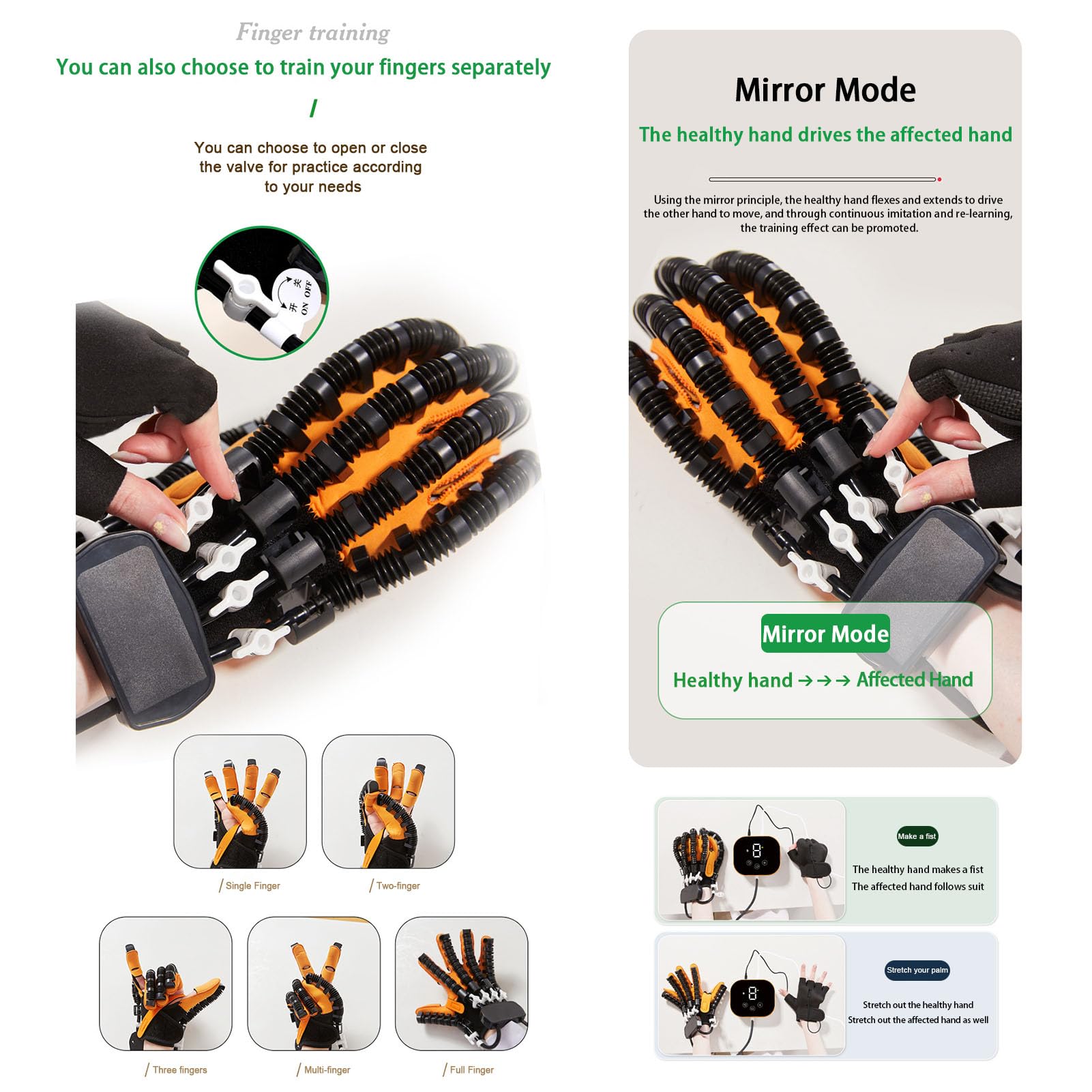 Guantes De Robot De Entrenador De RehabilitacióN Equipo Funcional De RecuperacióN De Trazo De Mano Para ParáLisis De La Mano Espasticidad ParáLisis Cerebral Pacientes(Size:Mano derecha S,Color:A)
