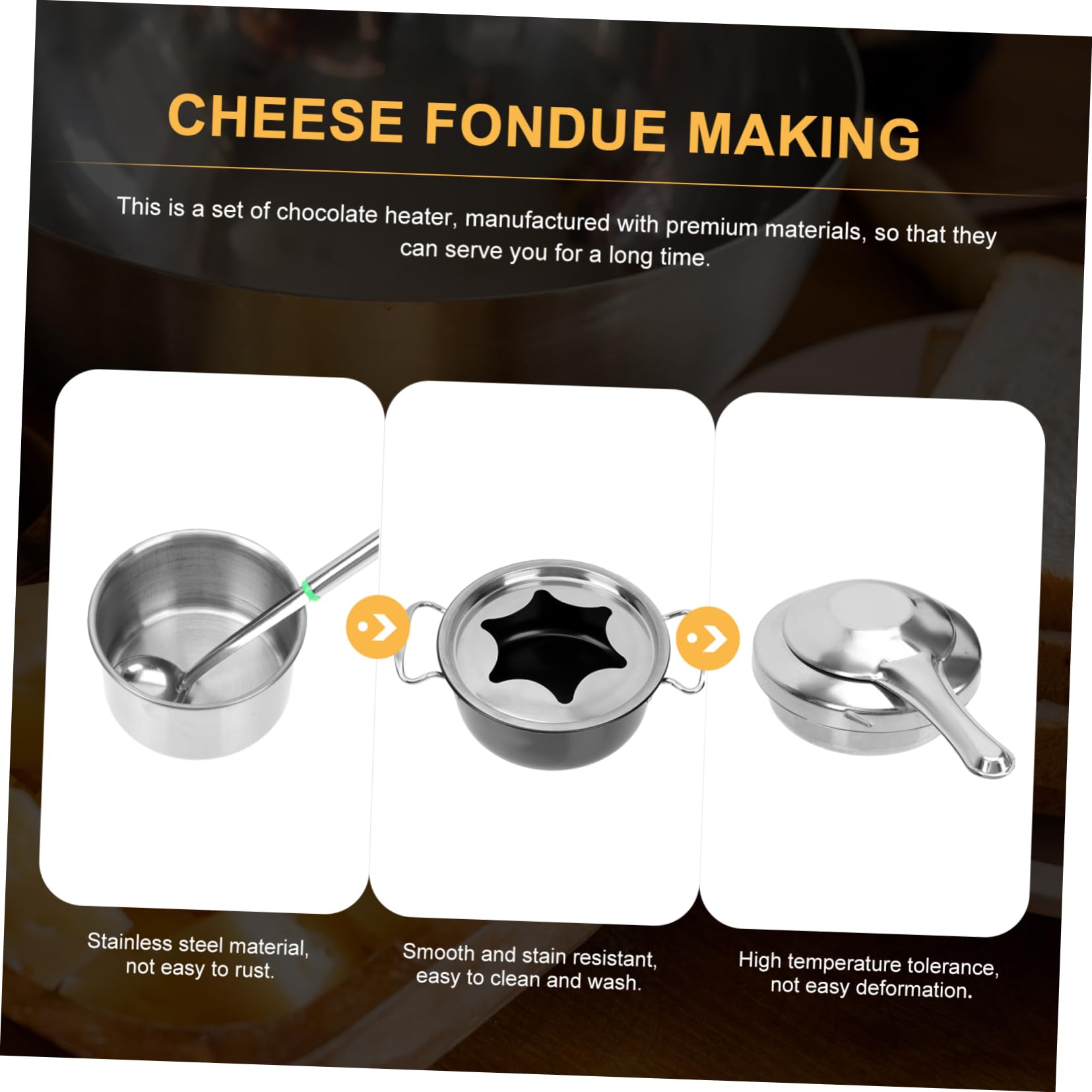 STOBAZA 1Set Fondue Pot for Cheese and Chocolate Portable Hot Pot for Home Use Non Stick Coating Easy to Clean for Baking and Cooking Fun