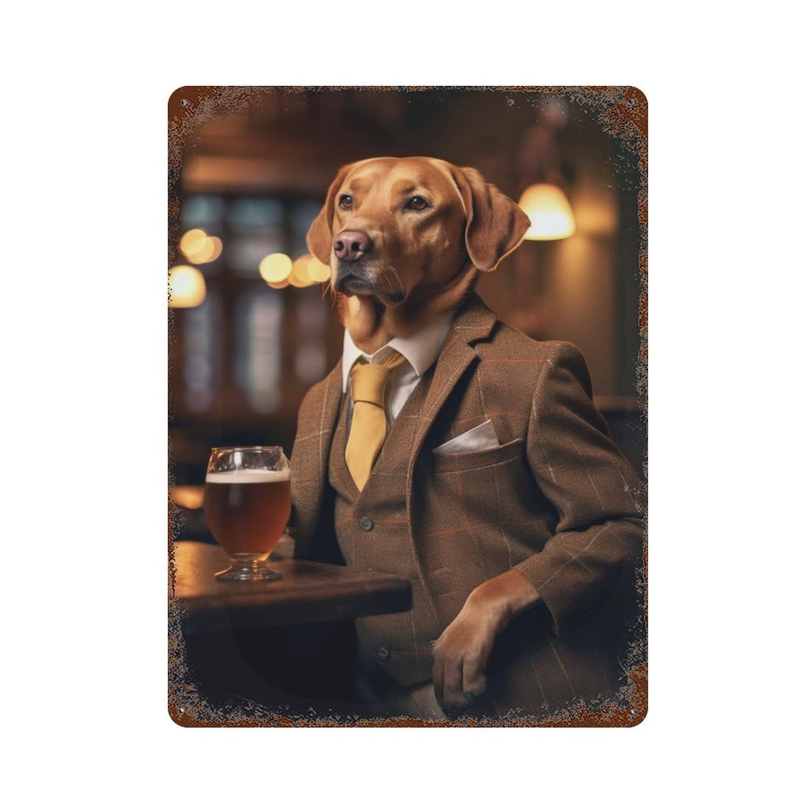 Fox Red Labrador at Pub Decorative Tin Sign 15.7"x11.8", for Bistro, Counter And Cafe Decor, Retro Wall Decor