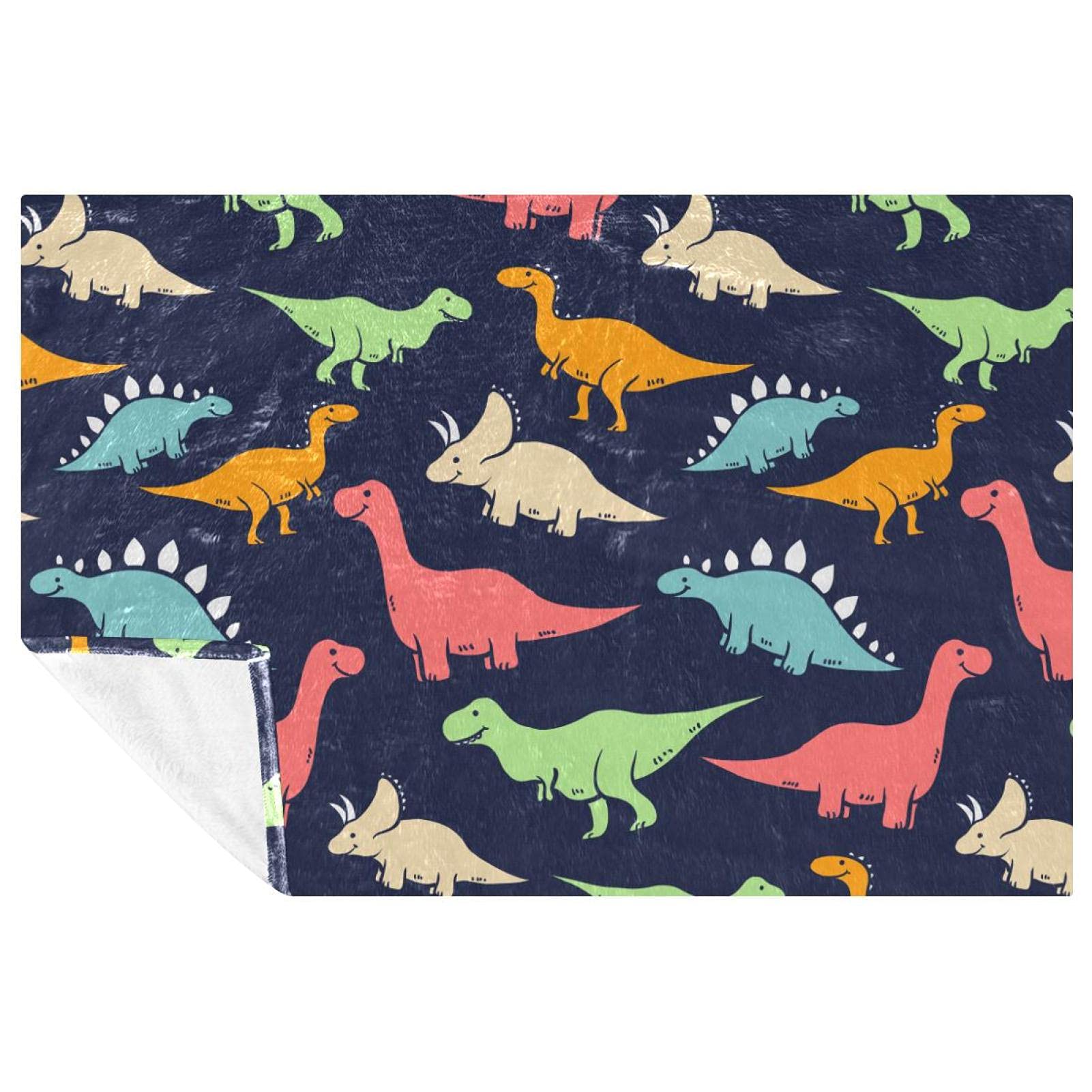 Couverture douce et chaude fait main dinosaures pour lit et canapé chic