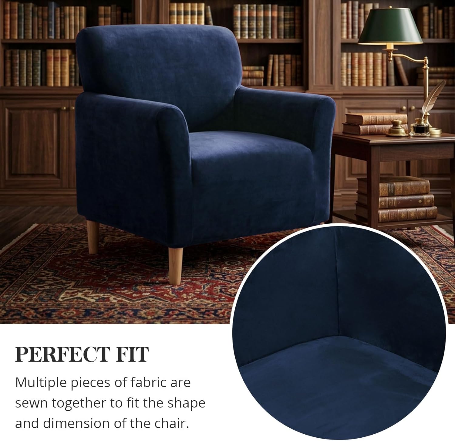 NICEEC Spandex Stretch Accent Chair Covers Armchair Soft Modern Banquet Arm Chair Cover Water Repellent Mid Century Armchair Slipcovers Furniture Protector for Living Room Office Reading(NavyBlue)