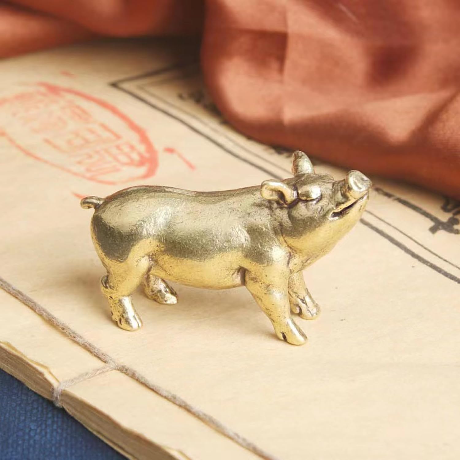 Brass Statues Small Brass Metal Statue Ornament Animal Figurines Home Office Decor Metal Desktop Ornament Wall Art Gifts (1PCS Pig) image 4