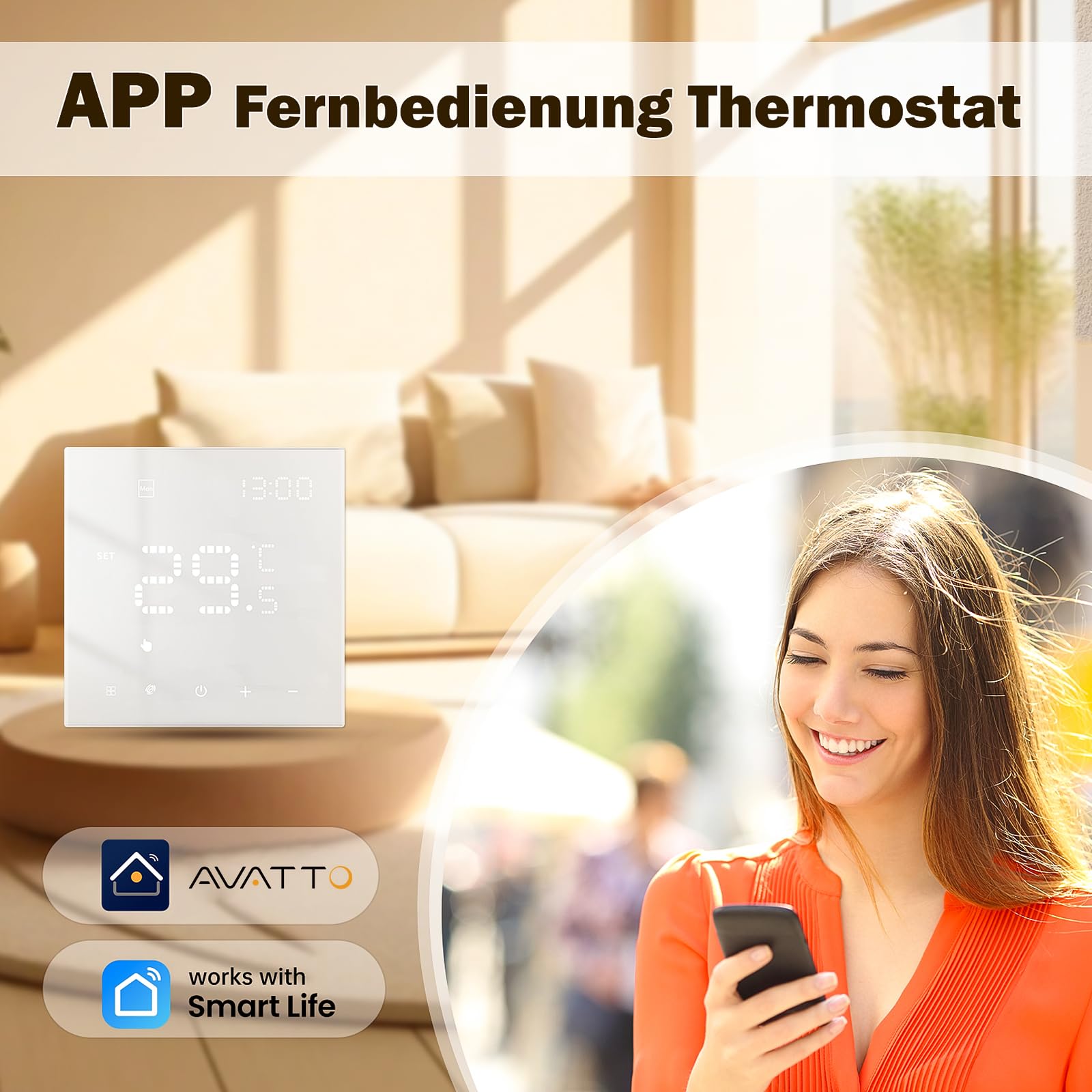 AVATTO Thermostat Für Wasser Fußbodenheizung und Gasboiler, Smart WiFi Thermostat Programmierbar Raumthermostat Unterstützen Alexa, Google Home Sprachsteuerung und Smart Life App Fernbedienung