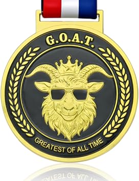 Donrime Goat Trophy Award Medal 3 Inches Gold Goat Pendant Champ Medals with Neck Ribbon Awards for Football, Basketball, MVP, Tournament League Champion