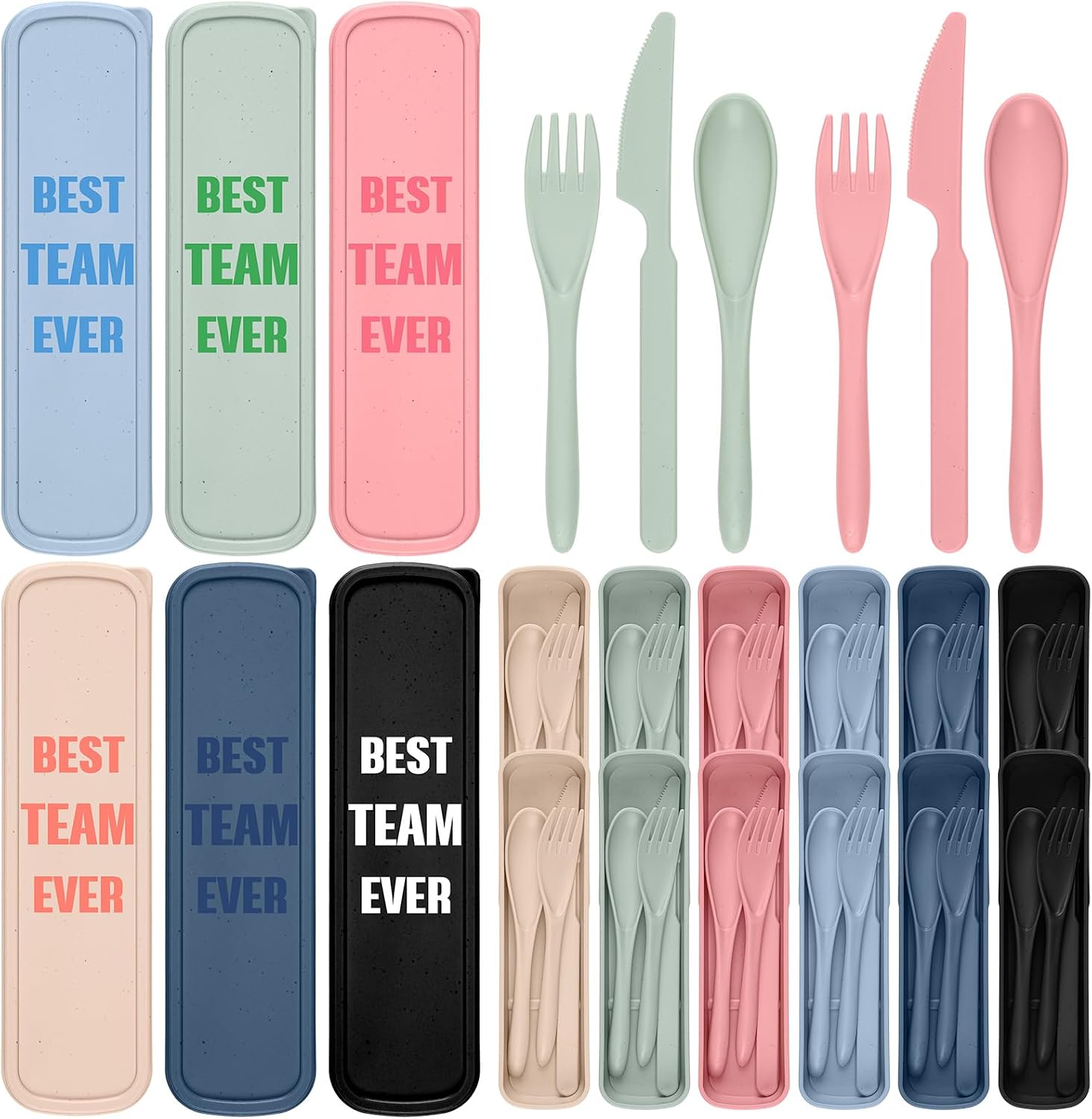 Hushee 12 Pack Employee Appreciation Utensil with Case, Team