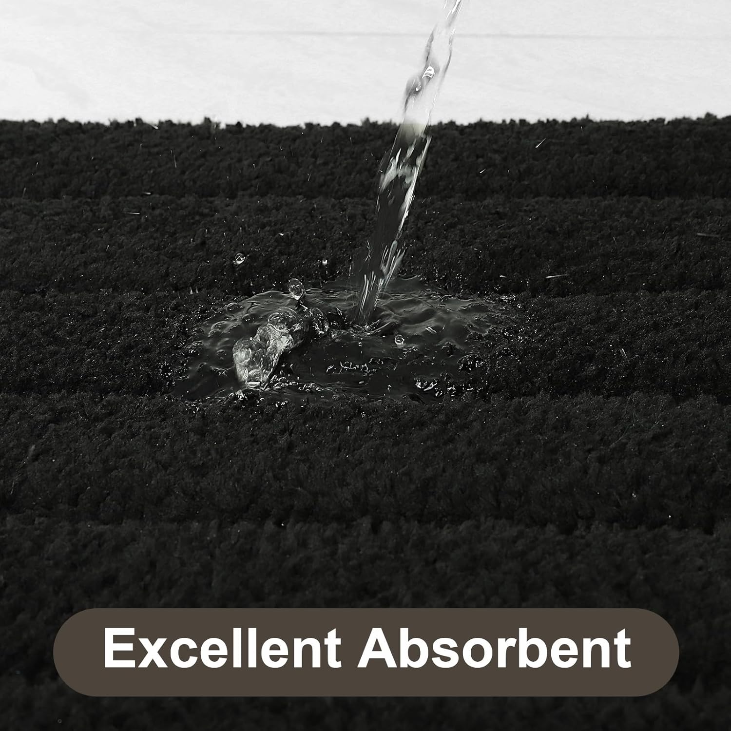 LOCHAS Long Bathroom Rugs Runner, 24" x 60" Large Bath Rug Non Slip Washable, Absorbent Microfiber Bath Mat Luxury Soft, Cozy Bathroom Runner Rug for Shower Quick Dry, Black - Image 4