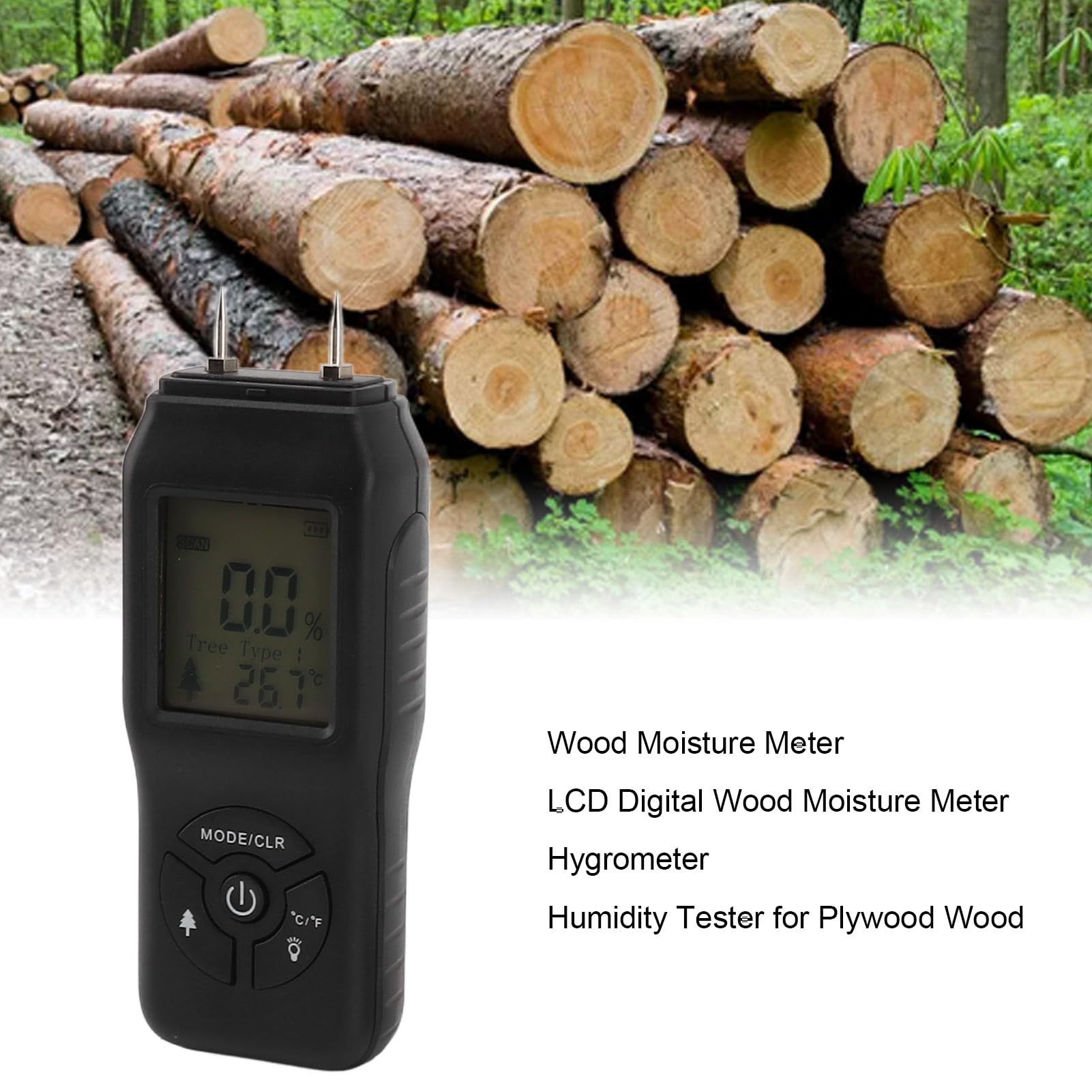 XHTLLO Portable Digital Wood Humidity Meter, Highly Accurate Humidity Tester with Digital Display for Building Material Paper