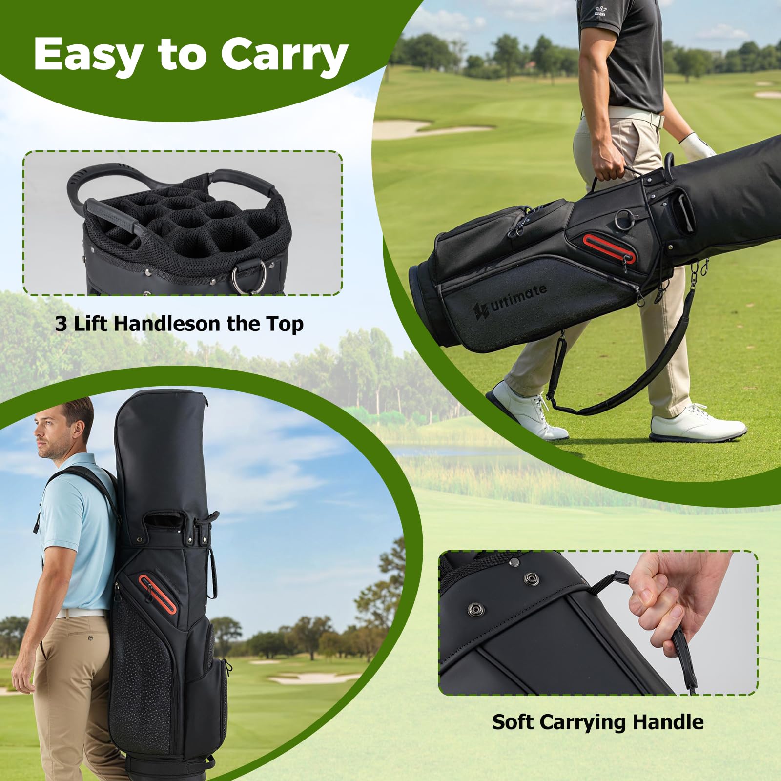 LIFEZEAL Komplettes Golf-Set für Rechtshänder, Golftasche, tragbar, leicht, Standbag mit 11 Clubs, Regenhülle und einziehbarem Sockel, Ausrüstung für Herren