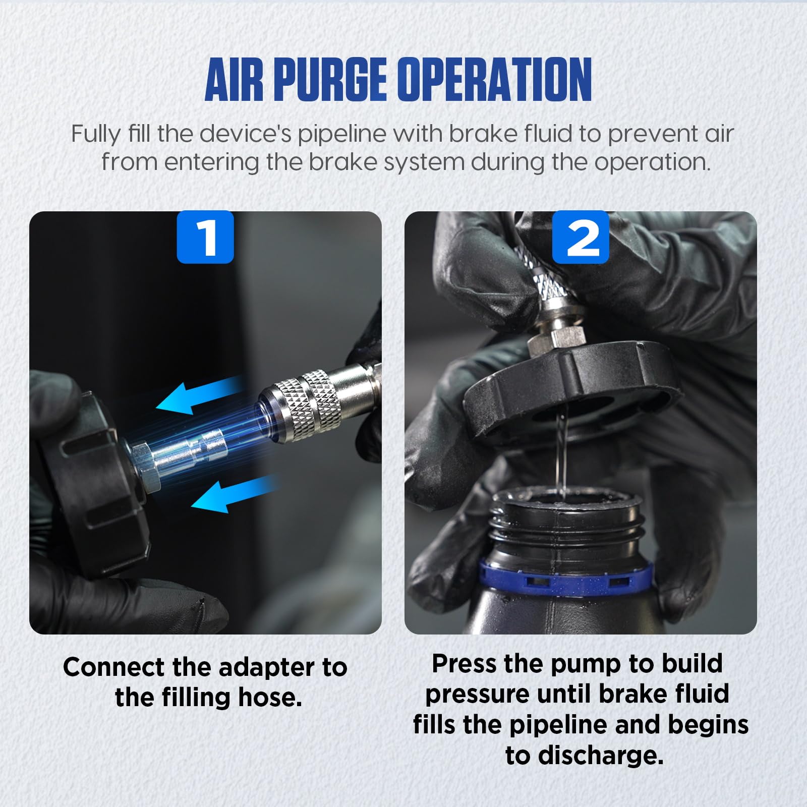 MRCARTOOL Kit de Purga de Frenos Manual de 3 L, purgador de líquido de Frenos automotriz, purgador de presión Manual con Extractor de líquido de Frenos de 1 litro y 4 adaptadores de Cilindro E20 para