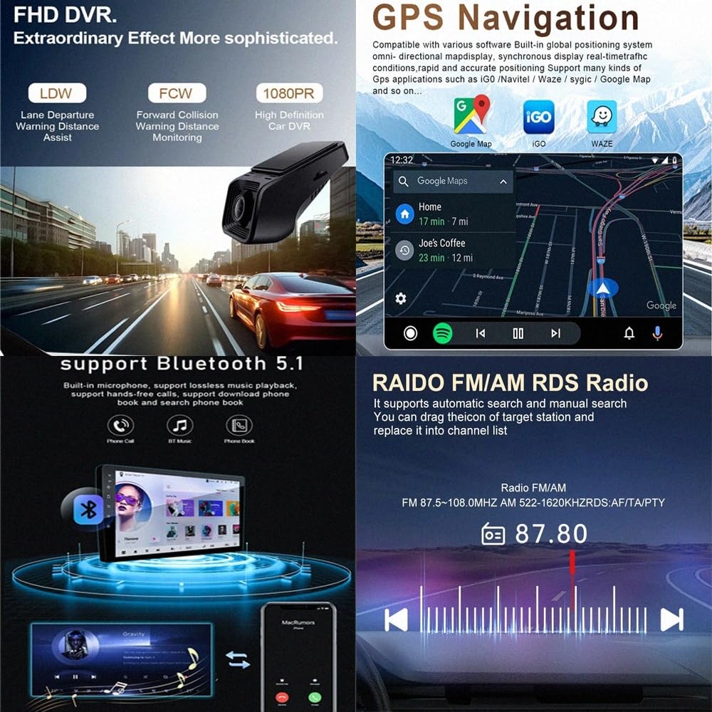 Car Radio Autoradio per Renault Kangoo 2015-2018 Wireless Carplay Android Auto Stereo Auto Bluetooth Ips con Pantalla Táctil con Gps, 4 Nucleo 1G+32G