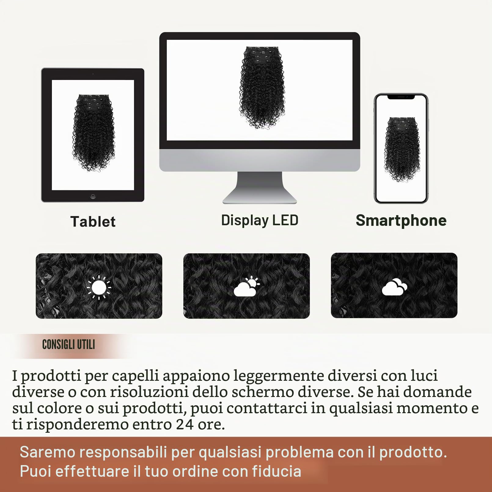 FLUFYMOOZ Extension per capelli a clip, da 4 pezzi, al 100% in pura seta proteica, lunghe, morbide, naturali, ricce, da 50 cm, per donne, nero