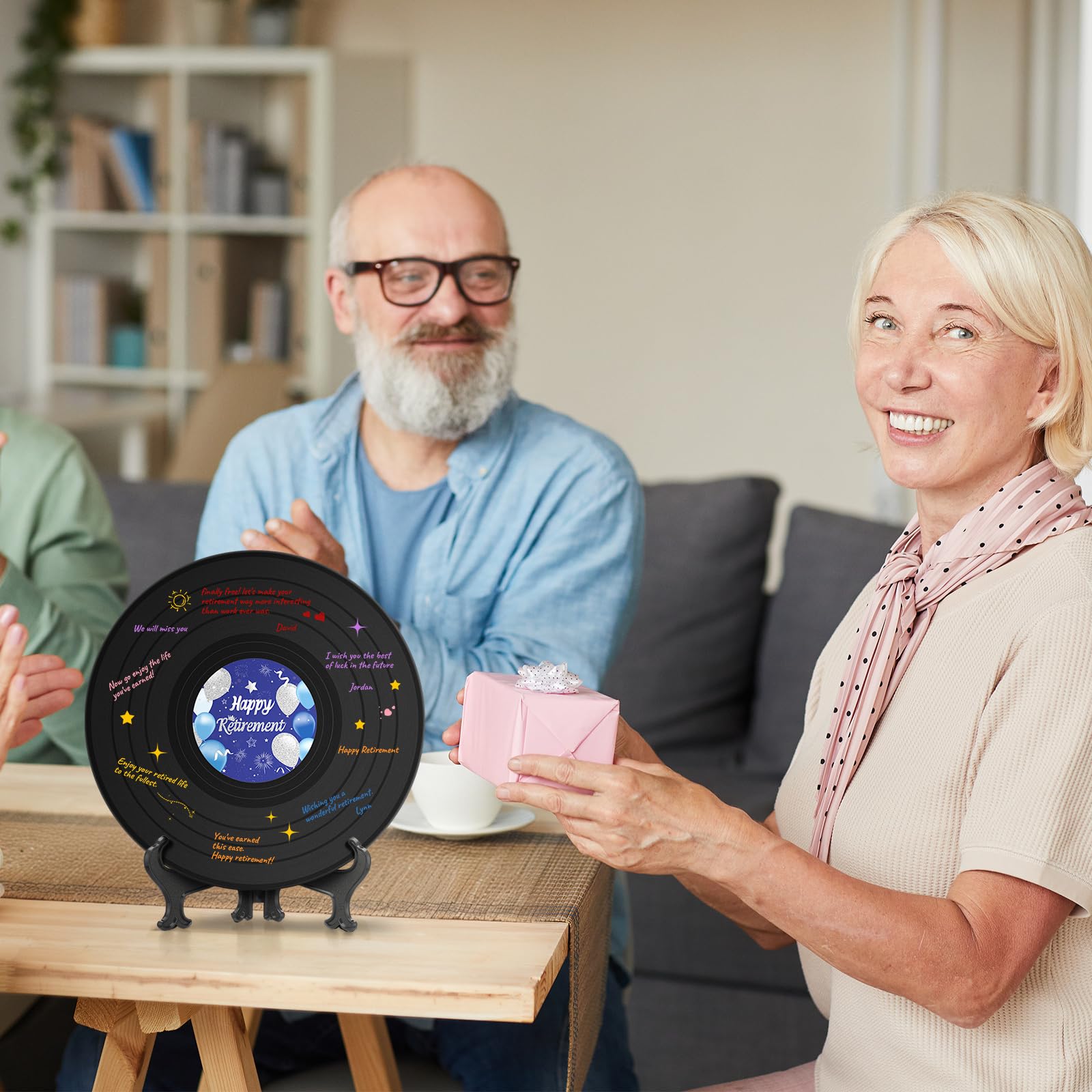 Happy Retirement Decoration Libro degli ospiti per la pensione da firmare disco in vinile con penna firmata, regalo di addio per feste di addio, regalo di addio per uomini e donne