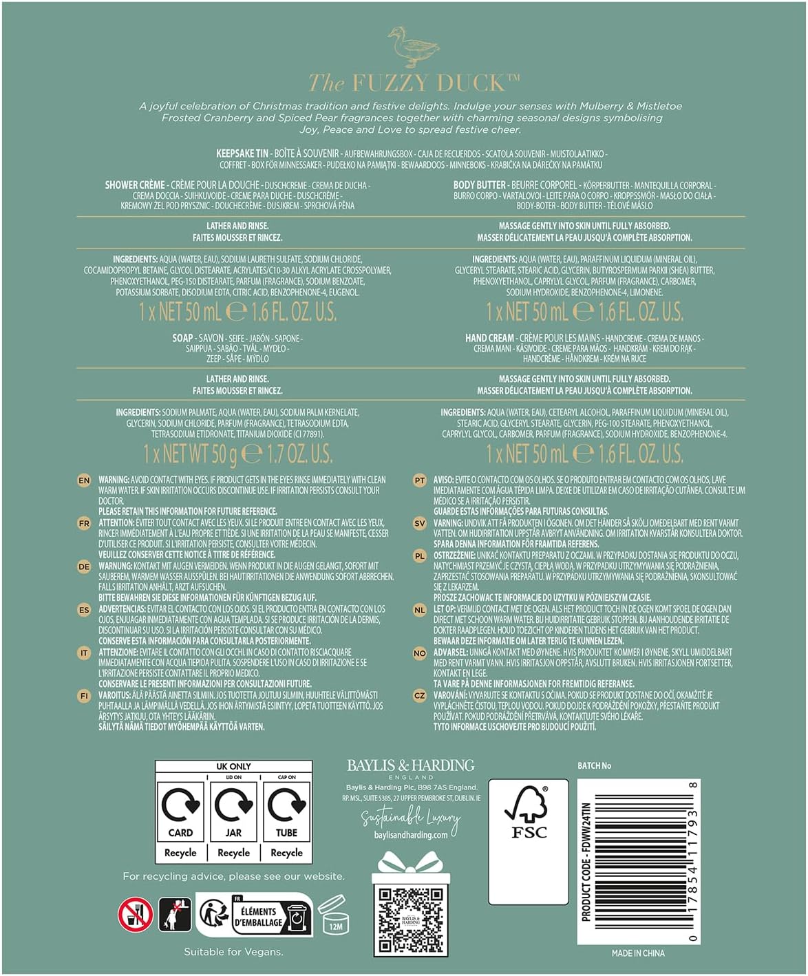 Baylis & Harding The Fuzzy Duck Winter Wonderland Luxury Pamper Tin Gift Set - Vegan Friendly (Pack of 1) 8 71lSmIe6L9L. AC SL1500