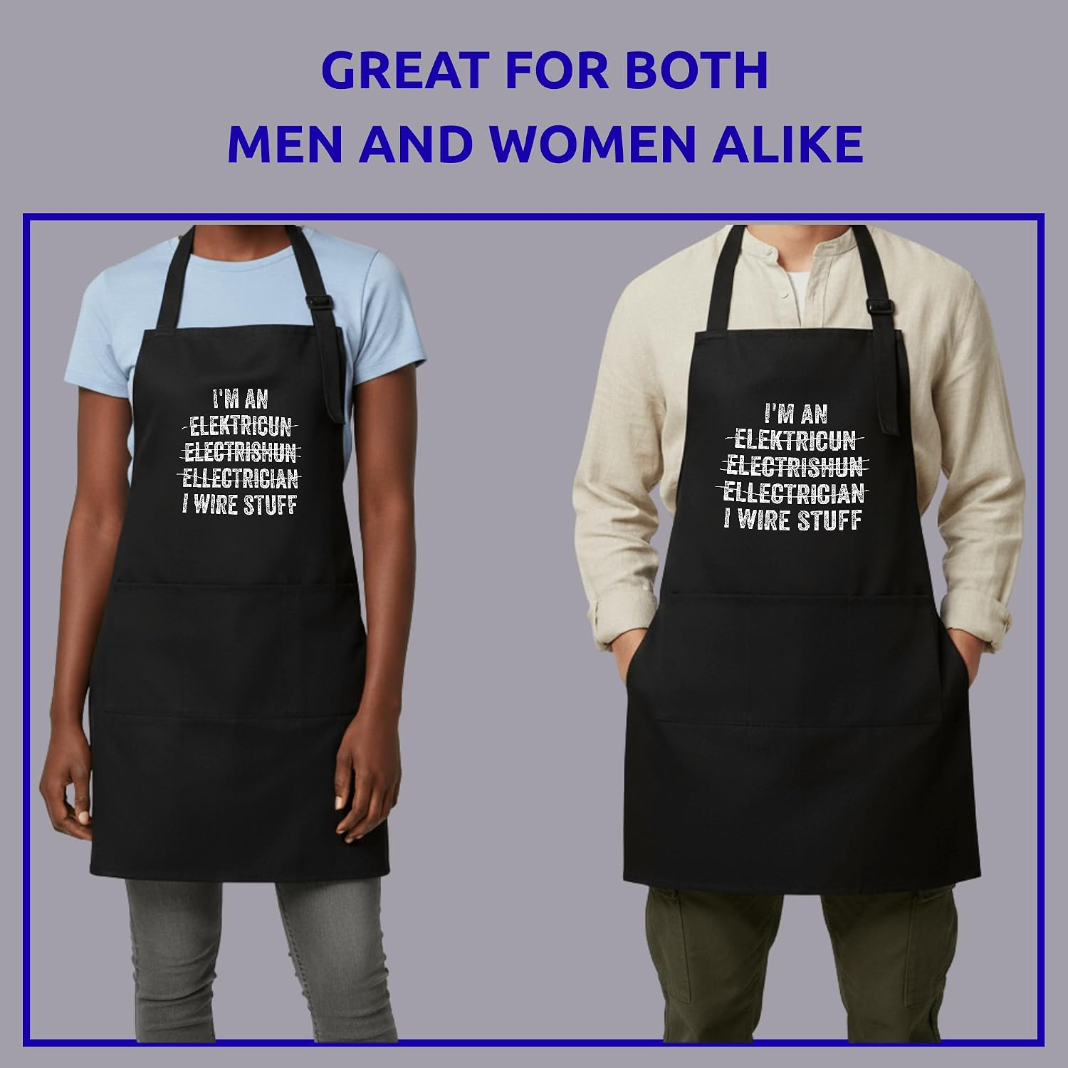 Electrician Apron I Wire Stuff, Electrical Engineer Gift, Adjustable Bib Apron image 4