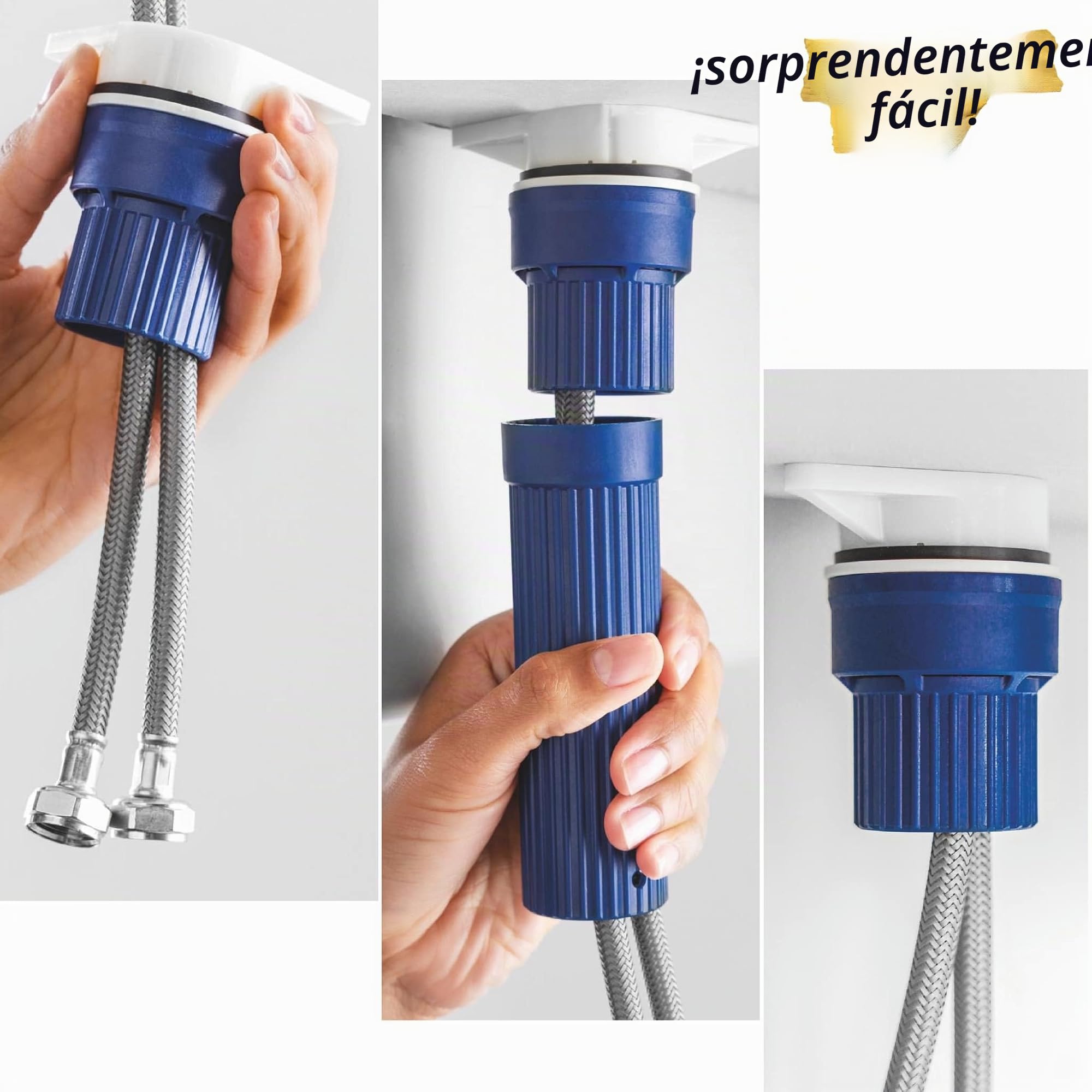 GROHE Start Edge QuickFix - 1 grifo mezclador de palanca con función extraíble (pico alto en C, superficie giratoria de 360°, cartucho de cerámica de 28 mm, colas de 1/2 pulgada, alta presión), tamaño