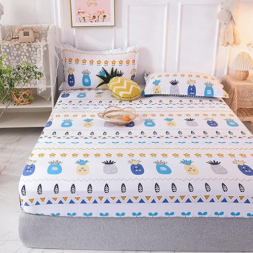 Miniatura 19 de Sábana de bolsillo profundo de algodón de dibujos animados impreso niños protector de colchón, sábanas antideslizantes para niños y niñas dormitorio