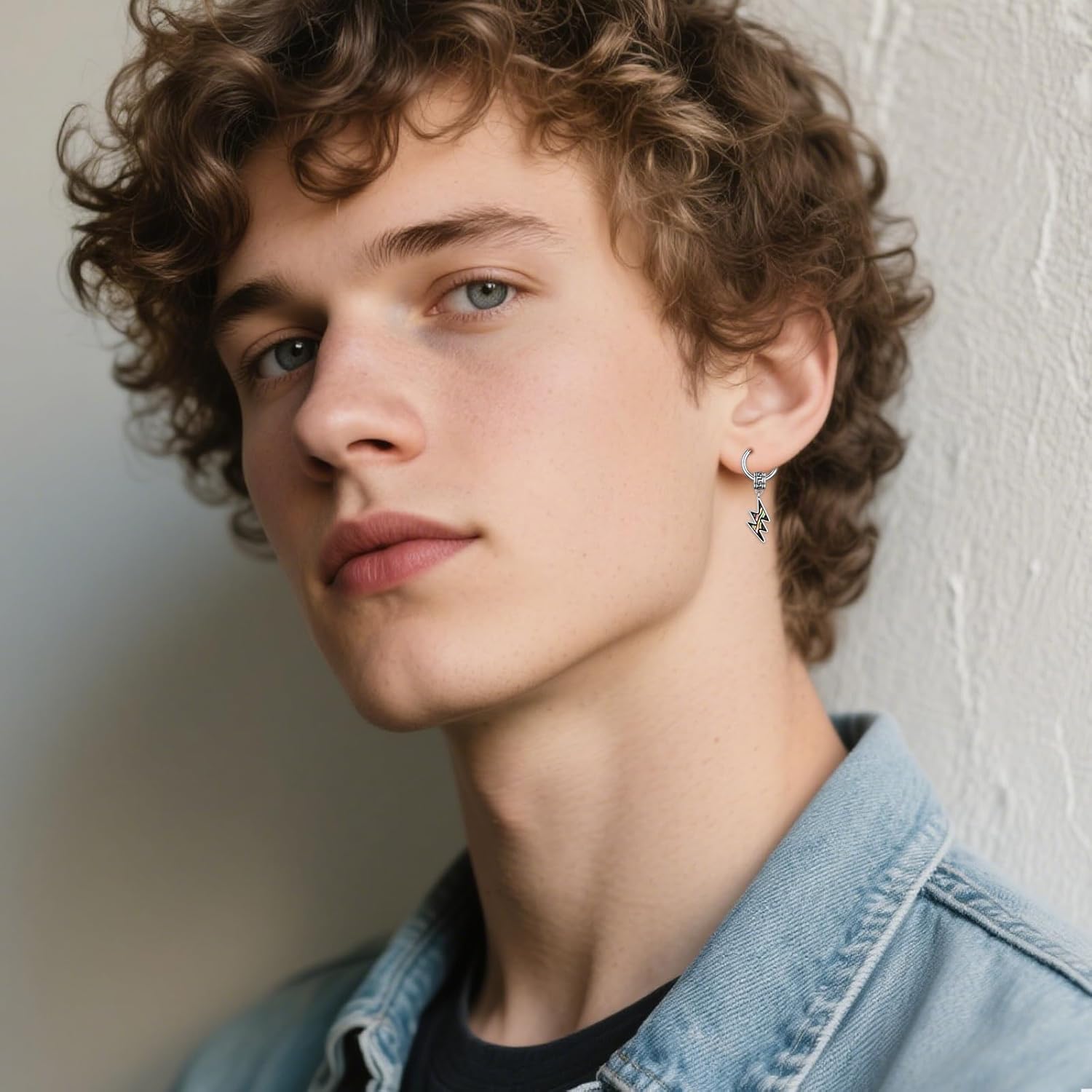 MEDWISE Viking Lightning Bolt Hoop Earrings for Men Women, 925 Sterling Silver Abalone Shell Dangle Huggie Earrings, Norse Punk Gothic Jewelry, Unisex Statement Gift - Image 3