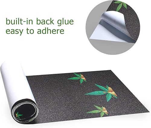 Miniatura 2 de Cinta de agarre para monopatín de hoja de cáñamo de marihuana verde, 9 x 33 pulgadas, antideslizante