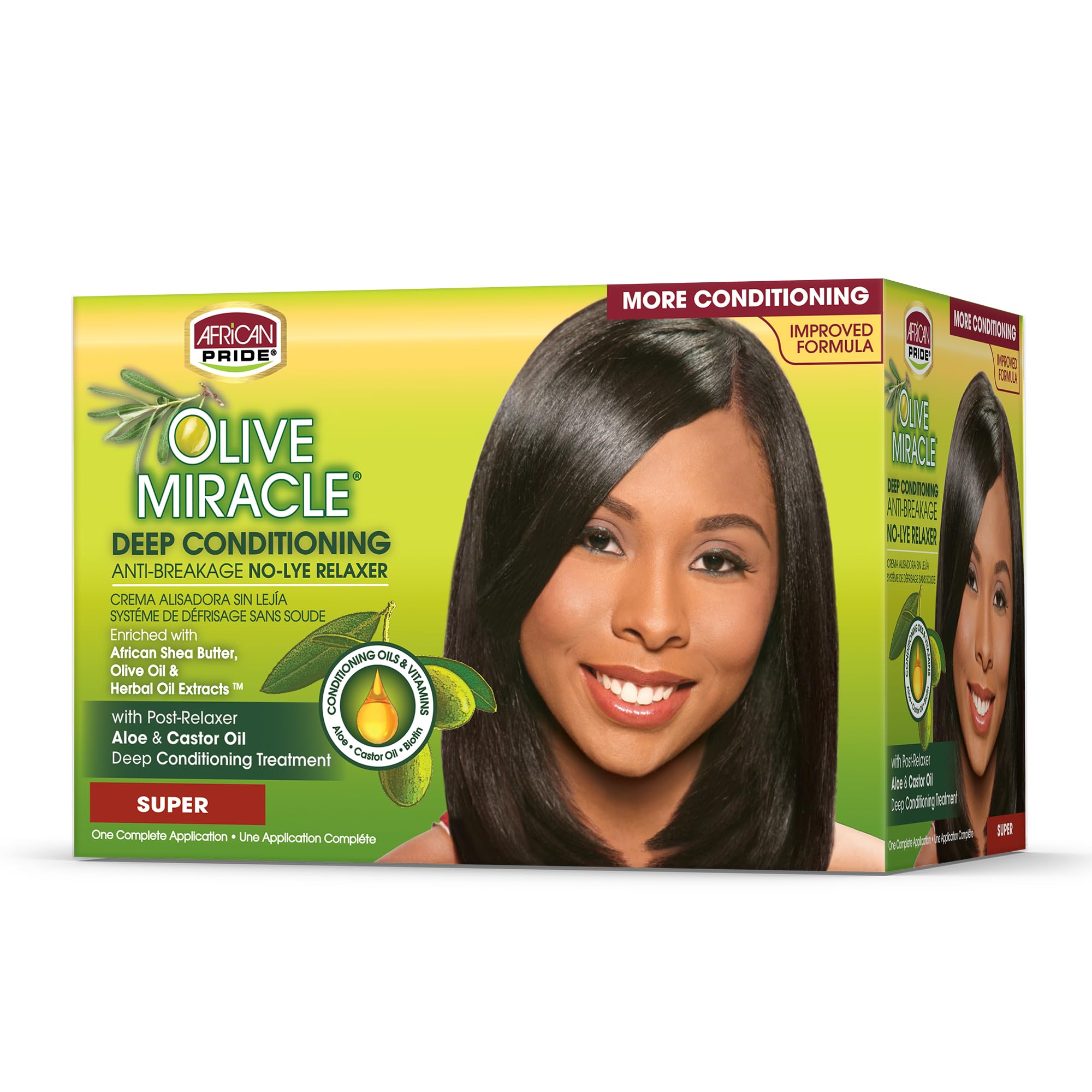 African Pride Olive Miracle Deep Conditioning No-Lye Relaxer - Super Kit by African Pride