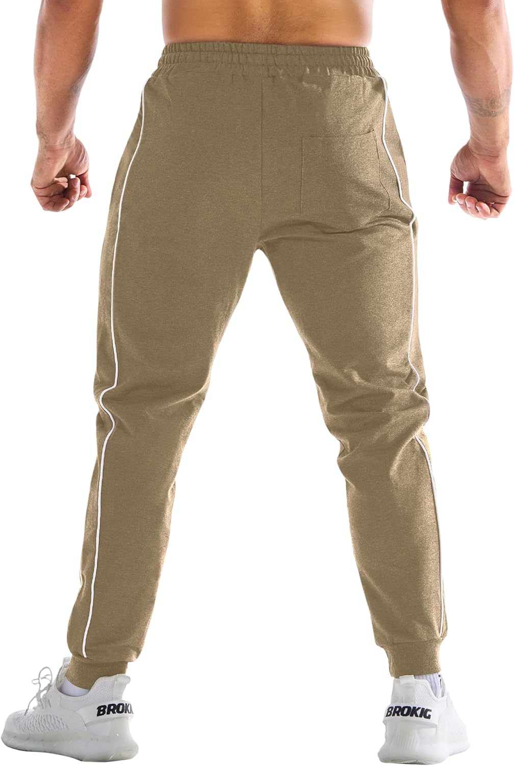 BROKIG Men's Stripe Gym Joggers Pants, Causal Slim fit Tapered Workout Sweatpants with Zipper Pocket - Image 5