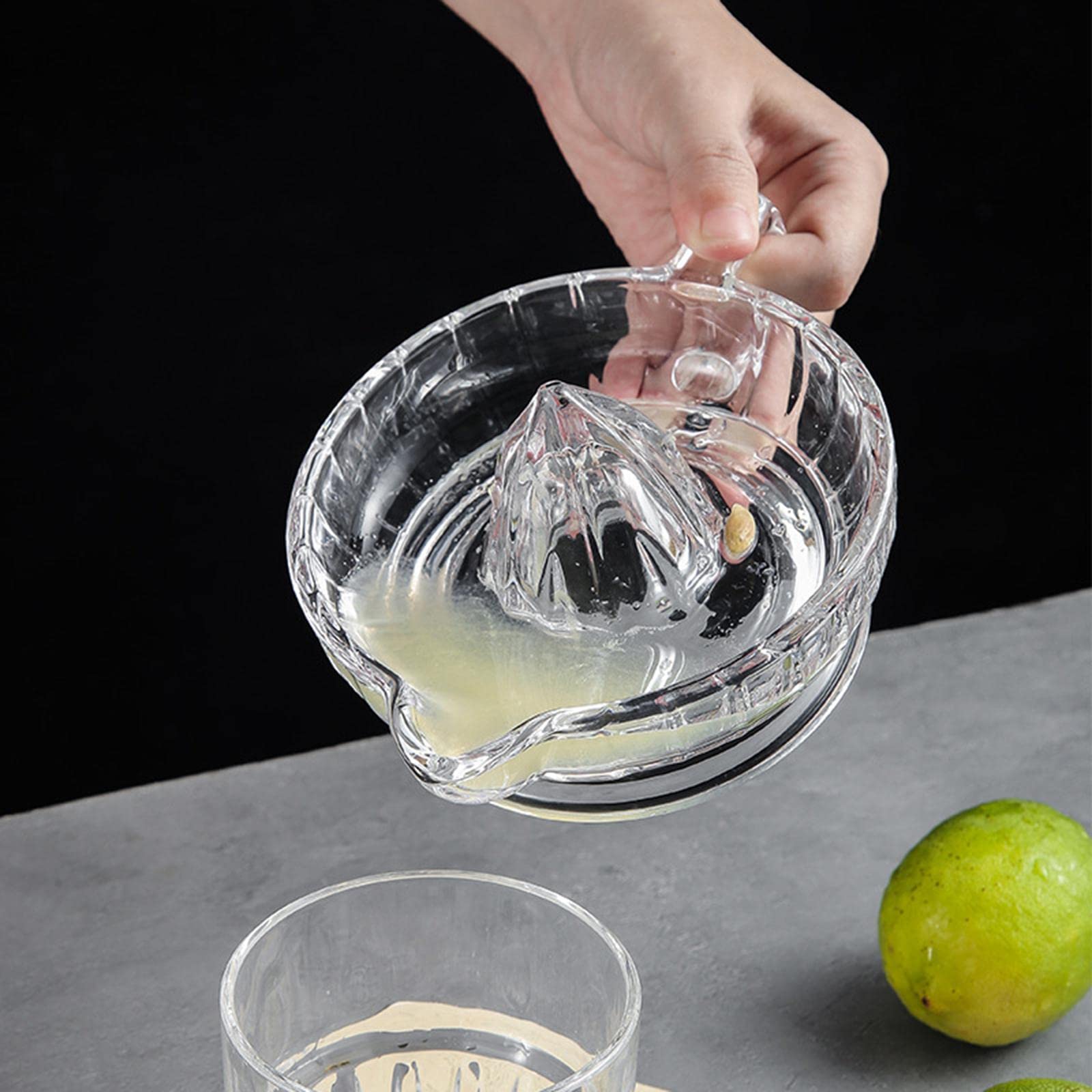 Sharplace Zitronenpresse aus Glas mit Griff Kleine Zitruspresse für Orangen-Cocktailgetränke