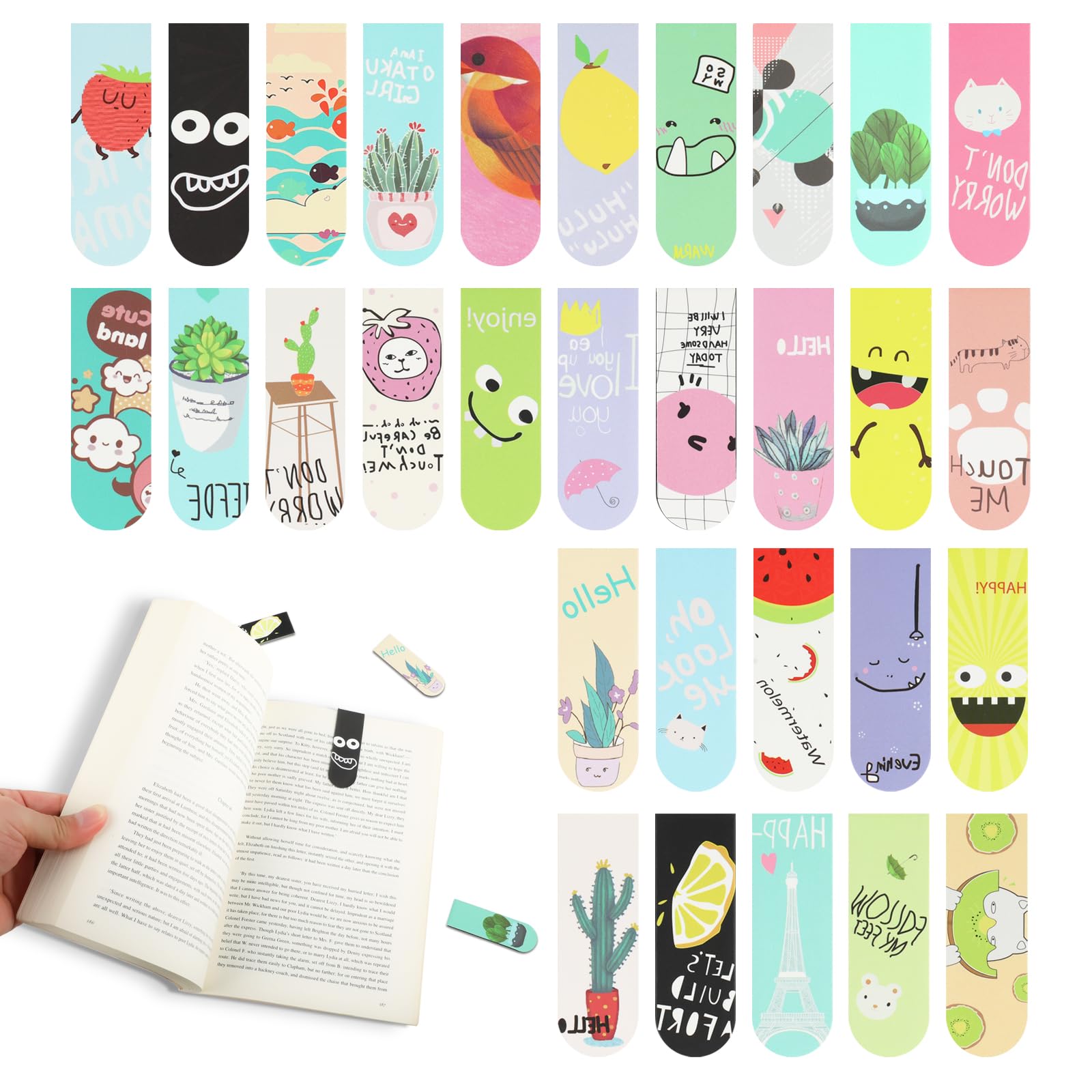 30 Marcapáginas Magnéticos para Niños:Marcapáginas Magnético para Estudiantes, Niños, Niñas, Amantes de los Libros,Marcadores de Libros Personalizados, Puntos de Libro, Marcapáginas Particulares