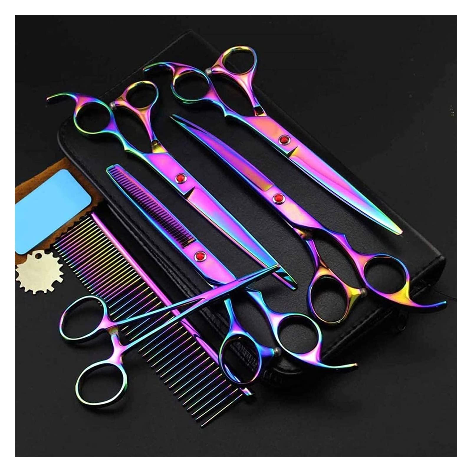 Tijeras Peluqueria Canina, Corte Curvado recto Tijeras de adelgazamiento Perro Cat Tijeras Kits Puppy Cabello Recortador